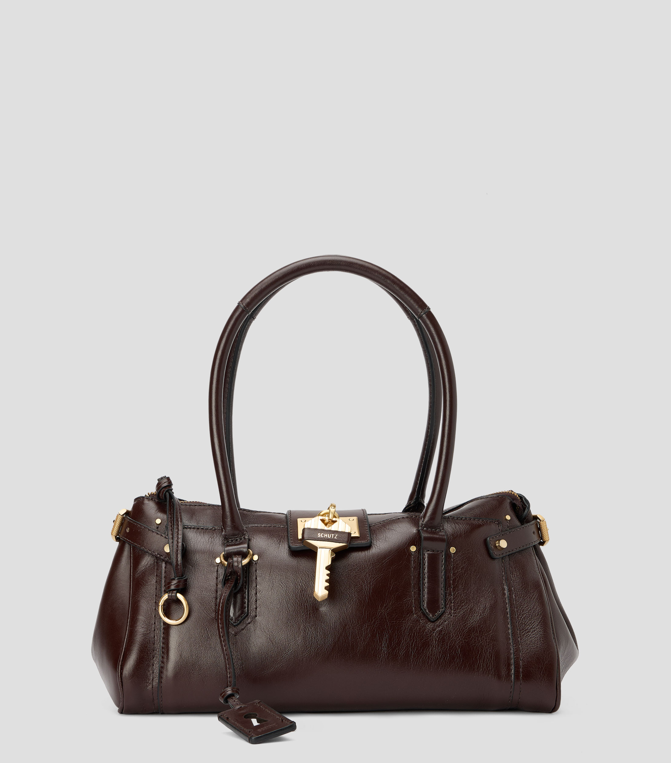 Bolsa Satchel en piel vacuna lisa Mujer