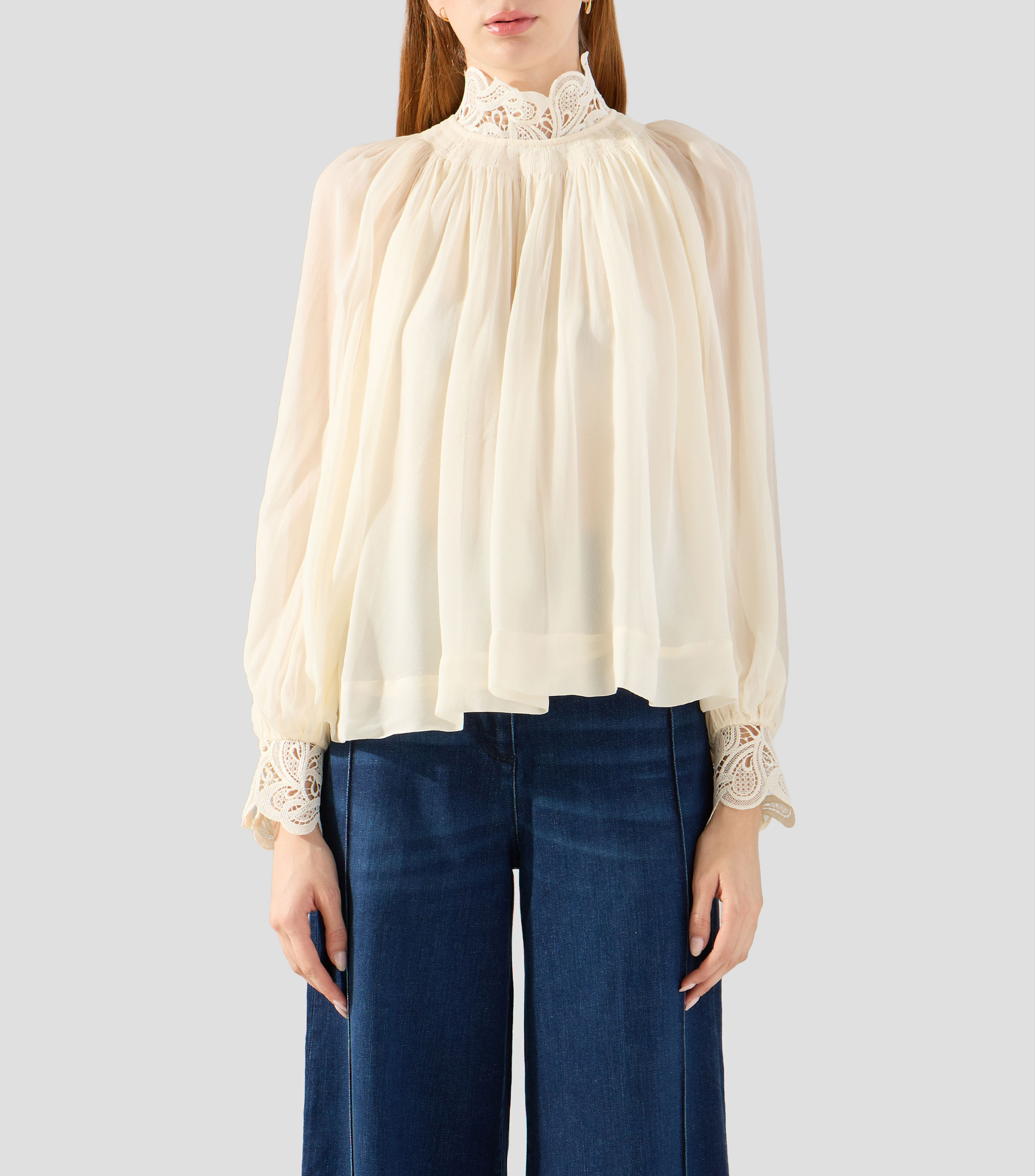 Blusa lisa con manga larga Mujer