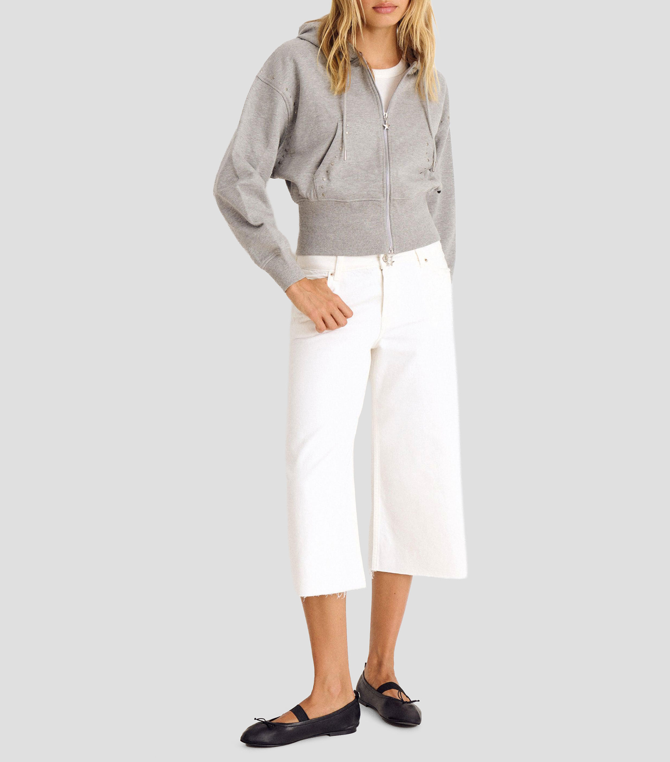 Sudadera con Capucha de corte regular jaspeado Mujer
