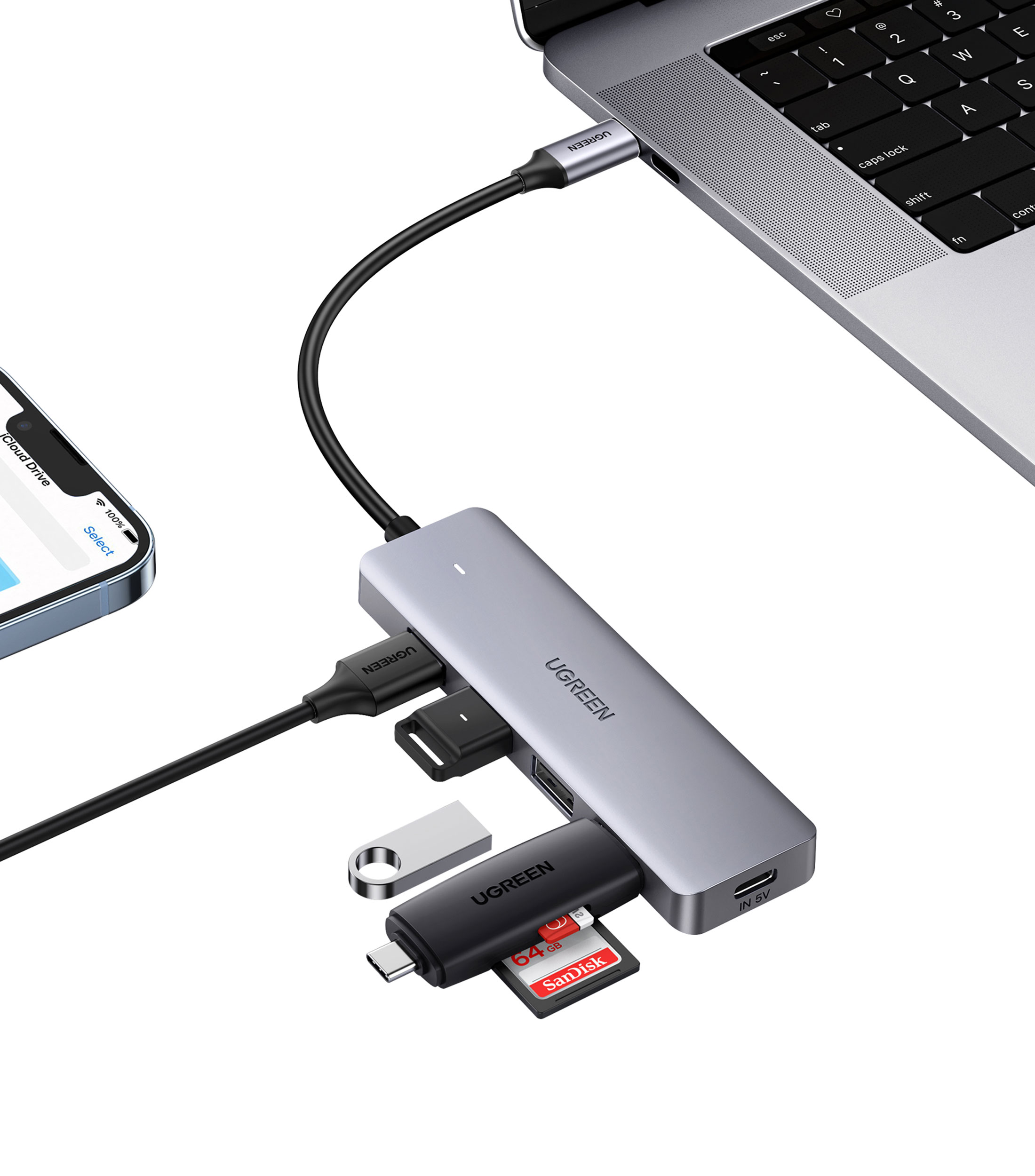 Adaptador Hub USB C 3.0 a 4 Puertos