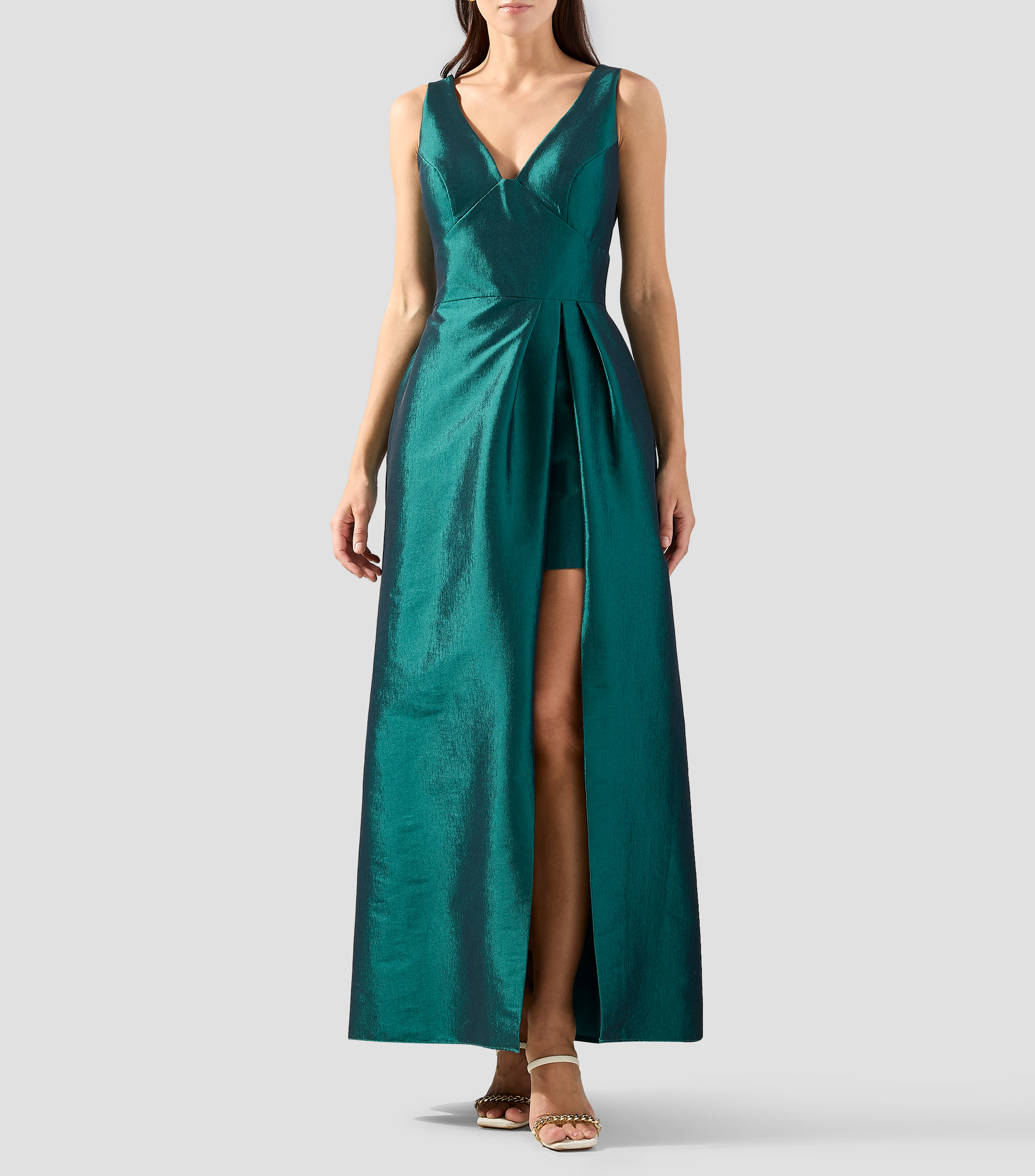 Vestido largo liso Mujer