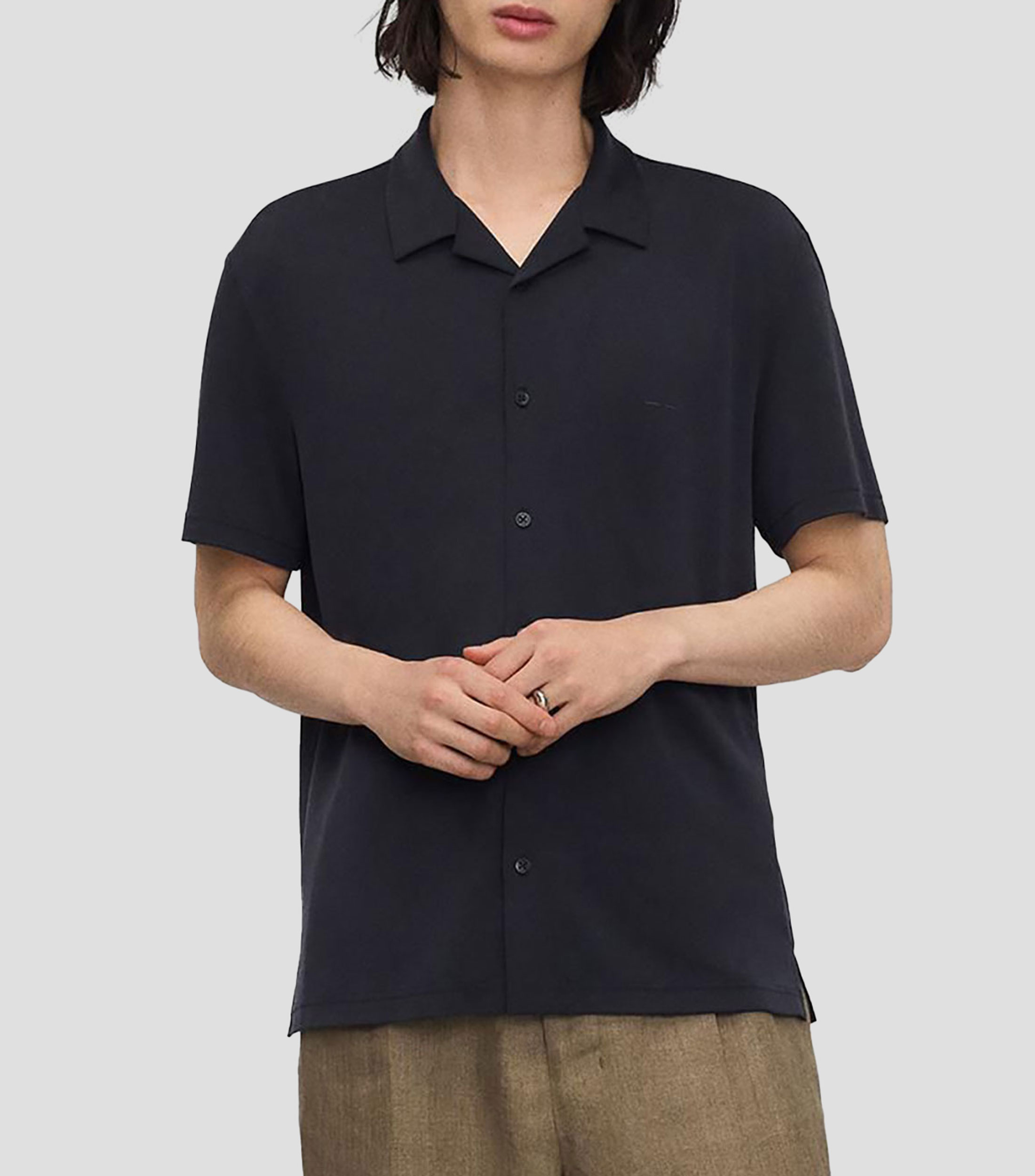 Camisa lisa con manga corta Hombre