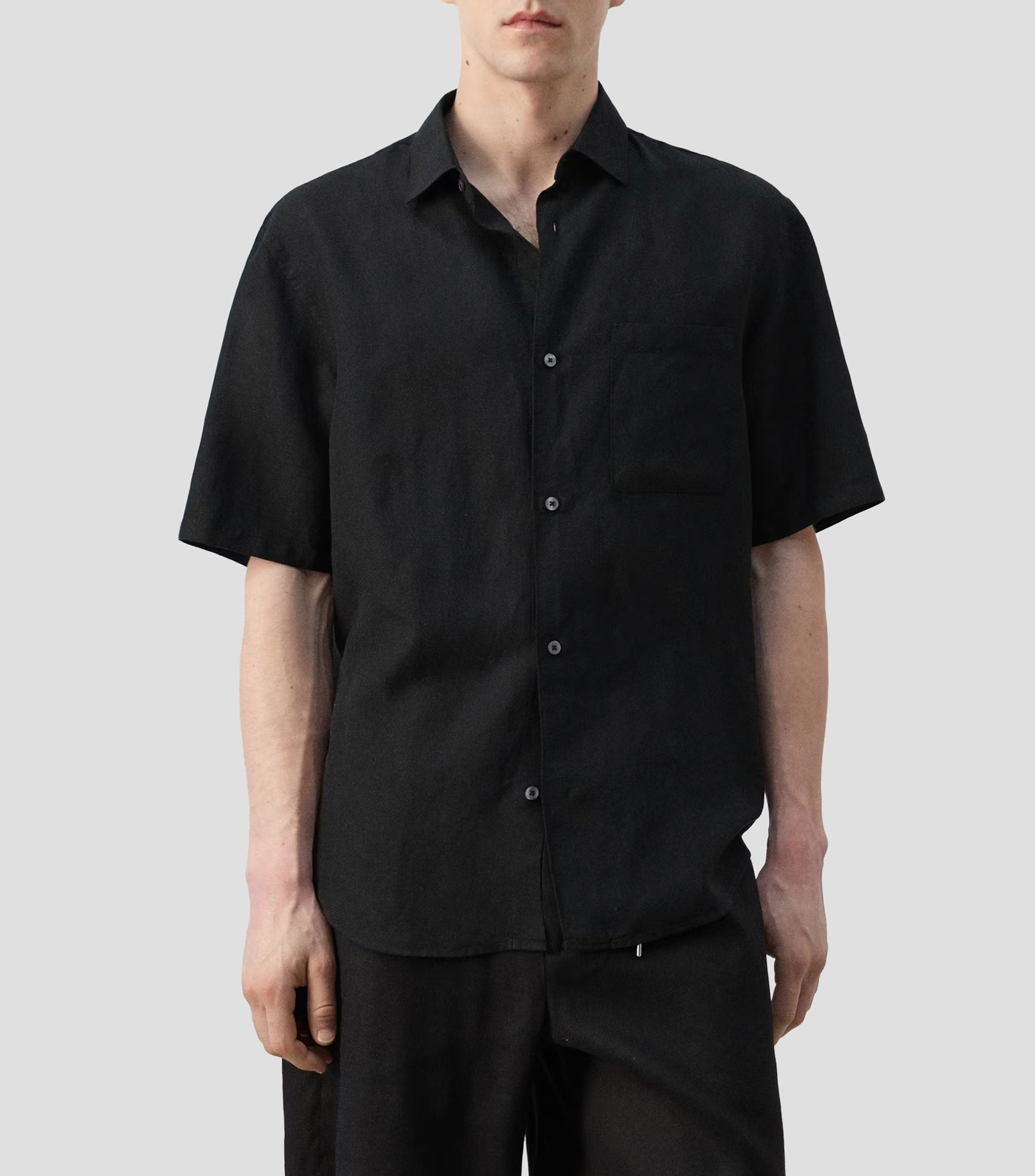 Camisa lisa manga corta Hombre