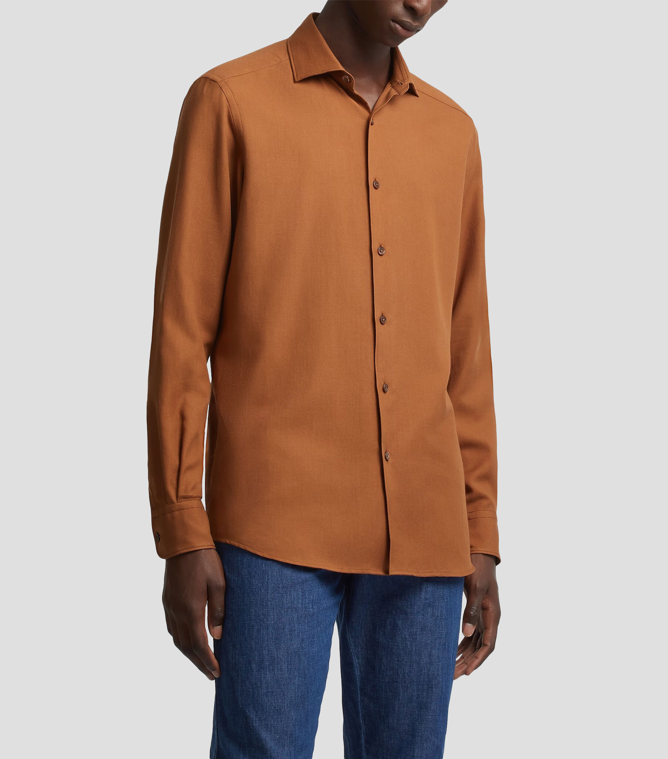 Camisa lisa manga larga Hombre