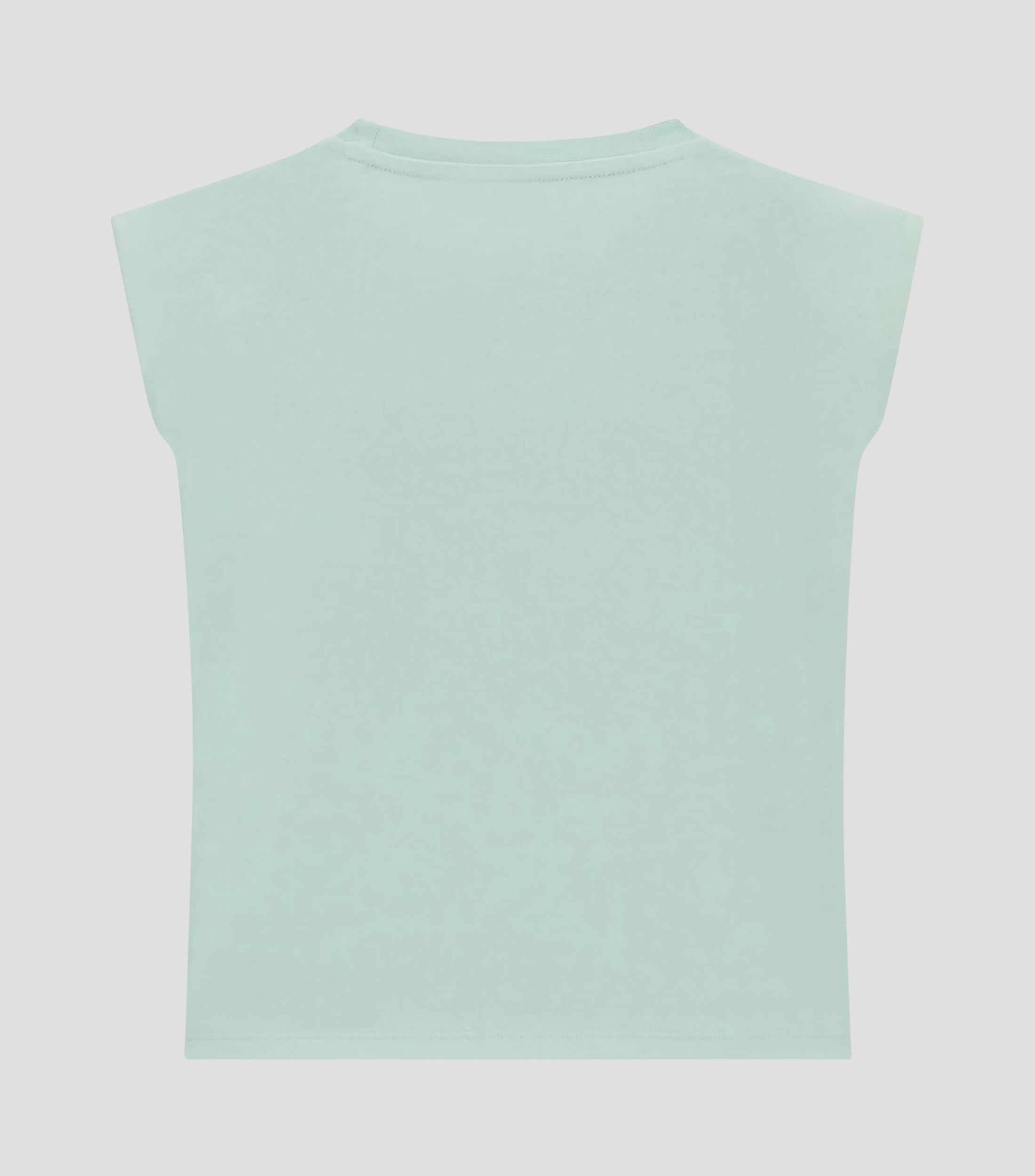 Playera cuello redondo sin mangas estampada Niña
