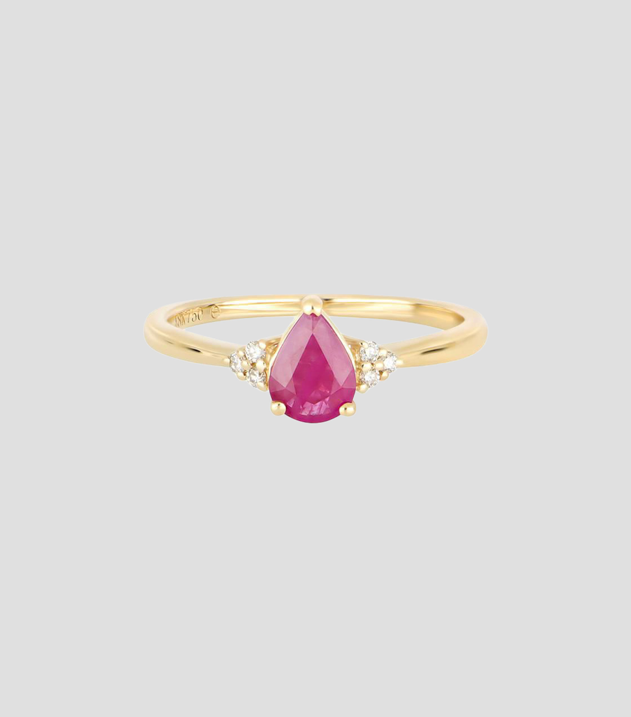 Anillo en Oro amarillo de 18 Kilates con Rubí y Diamantes Mujer
