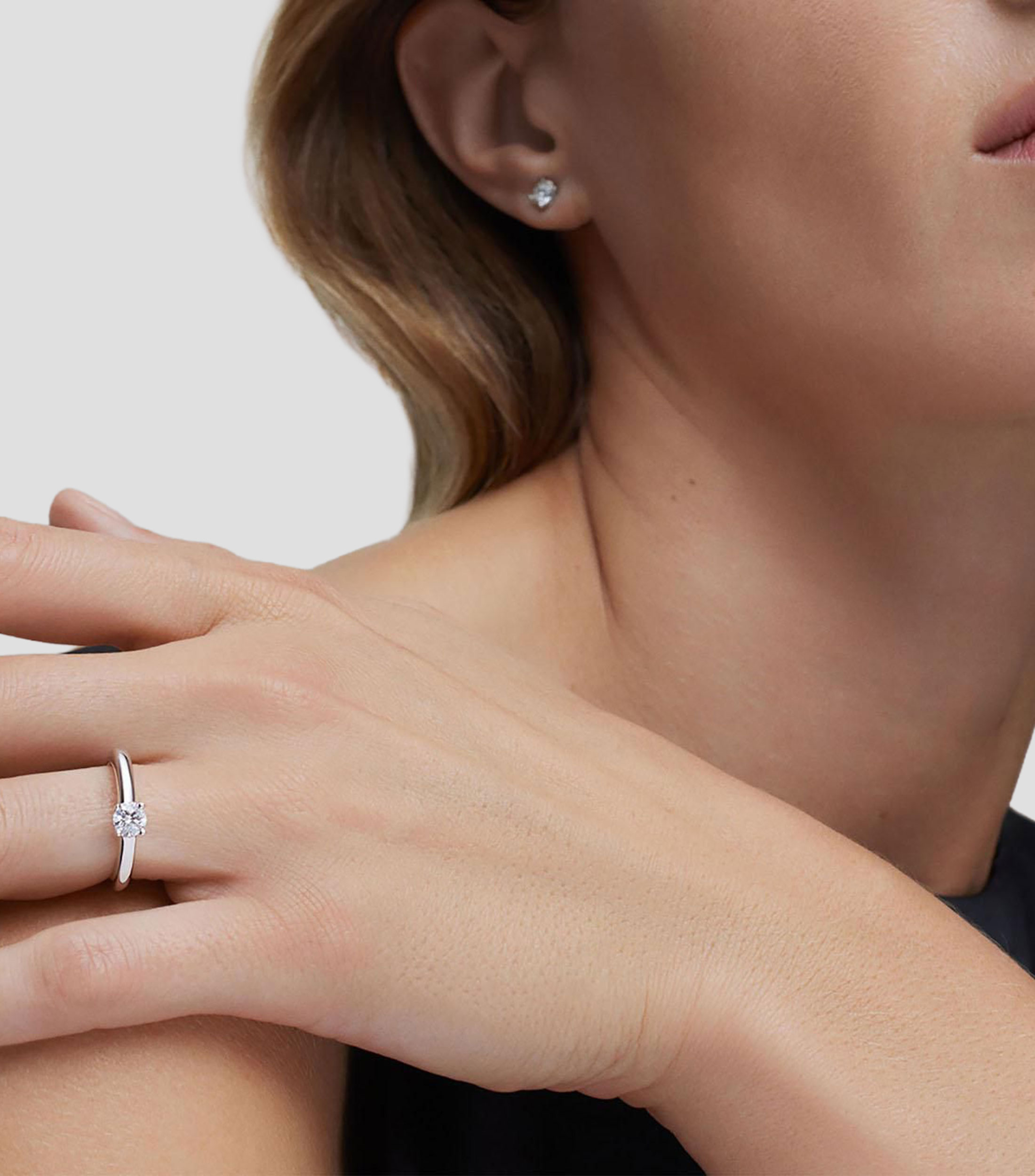 Anillo solitario en oro blanco de 18 Kilates Diamonds con diamantes Talla 6 Mujer