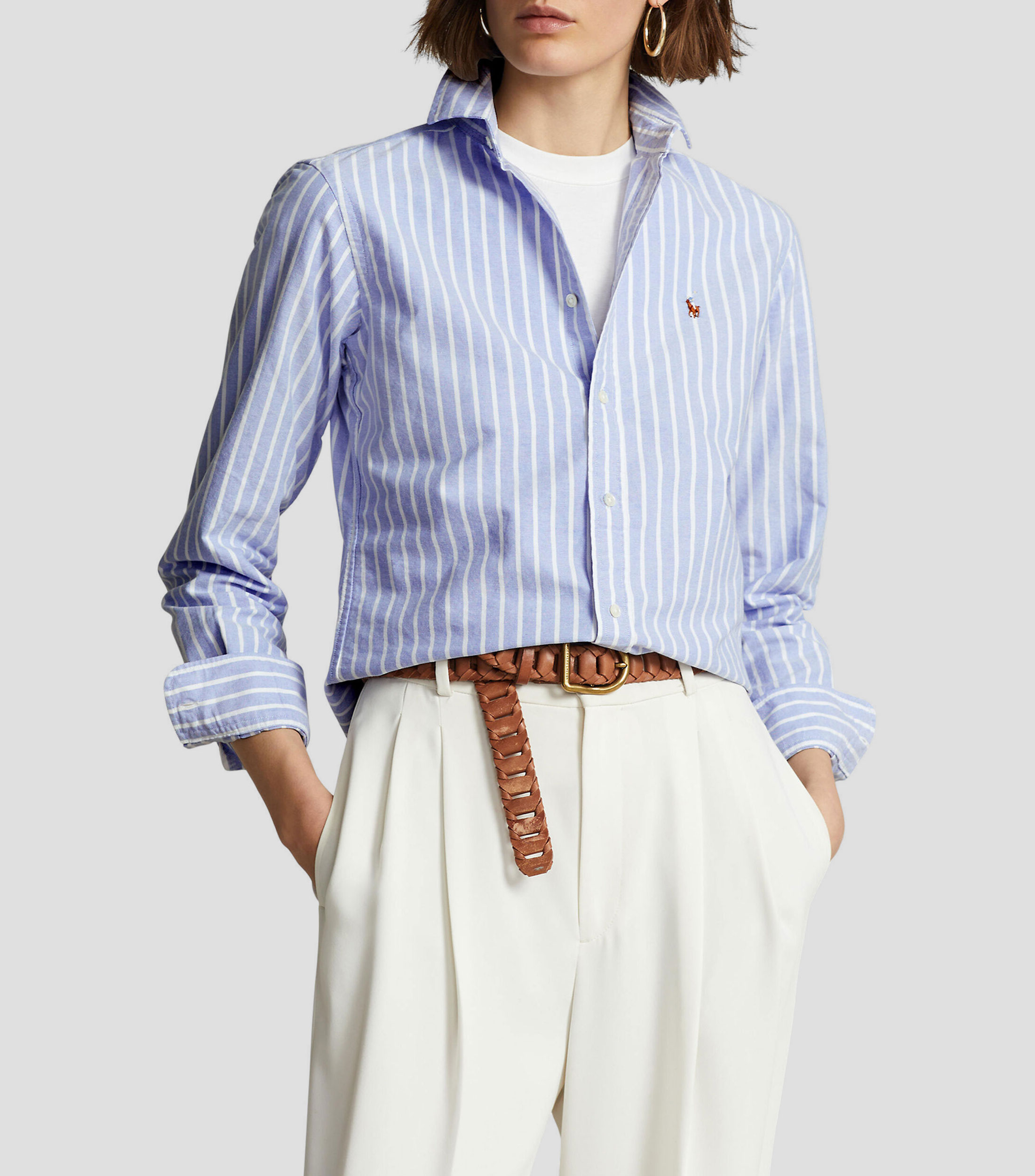 Camisa rayada manga larga Mujer