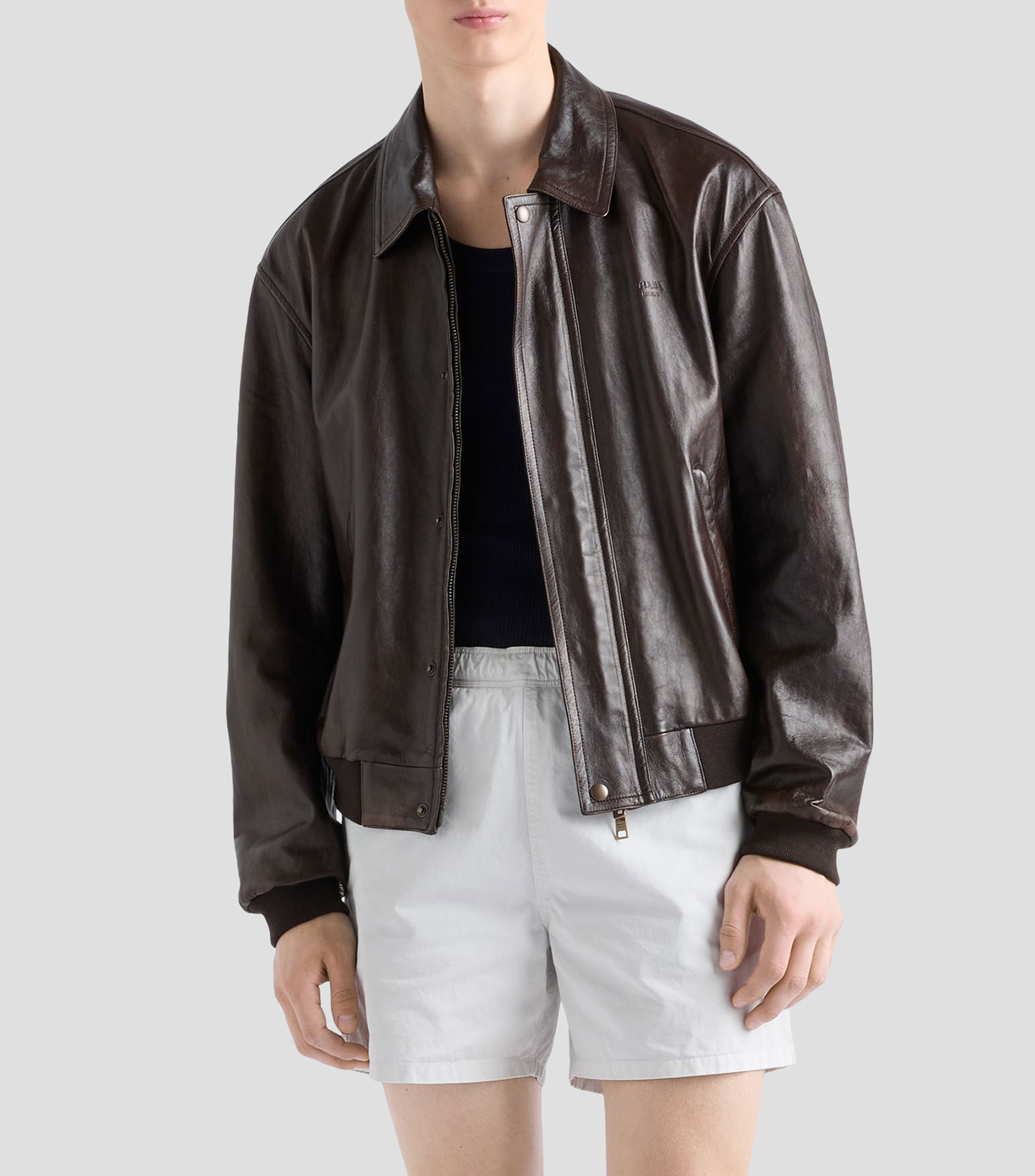 Chamarra bomber en piel Hombre