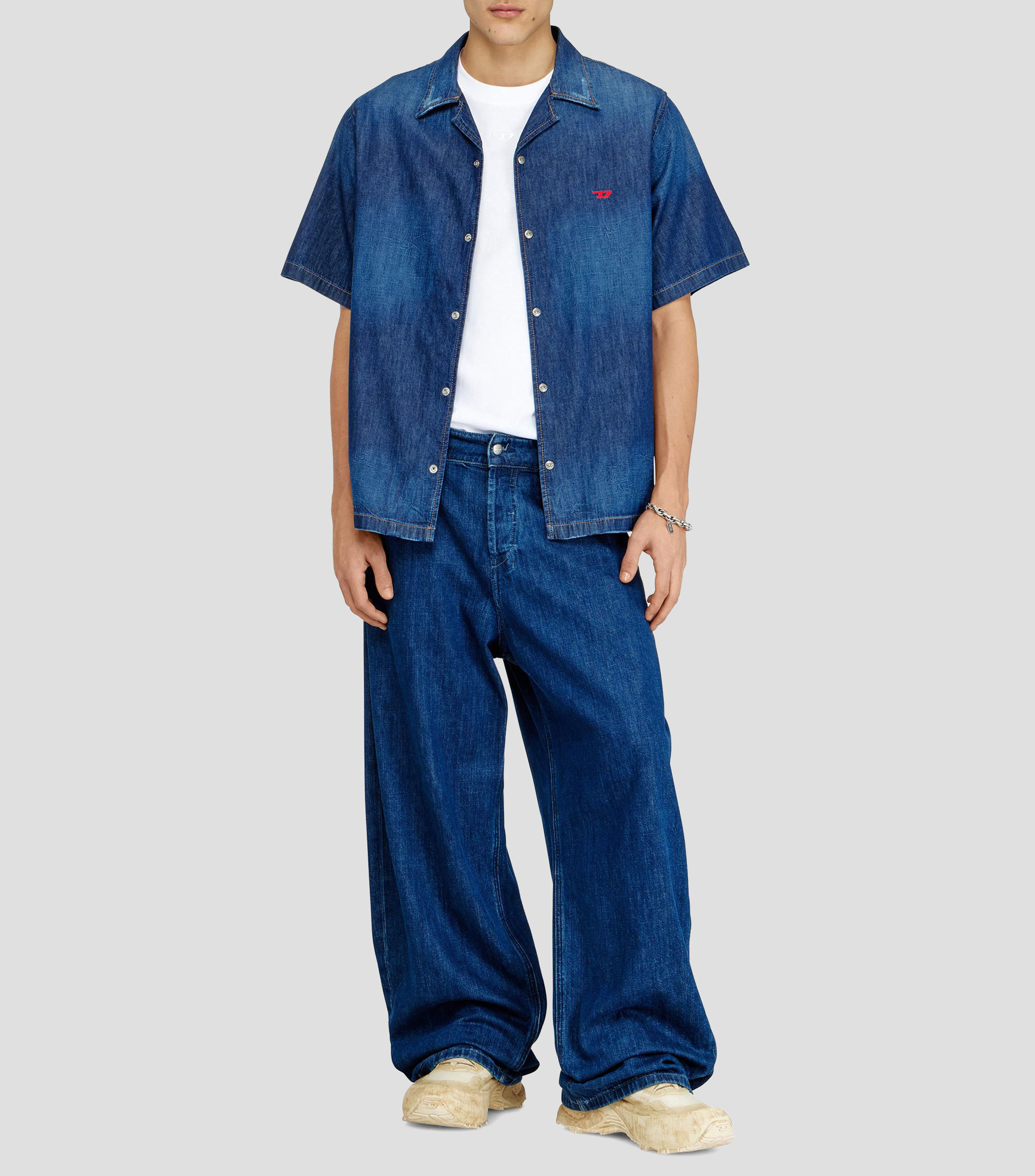 Camisa de mezclilla manga corta Hombre