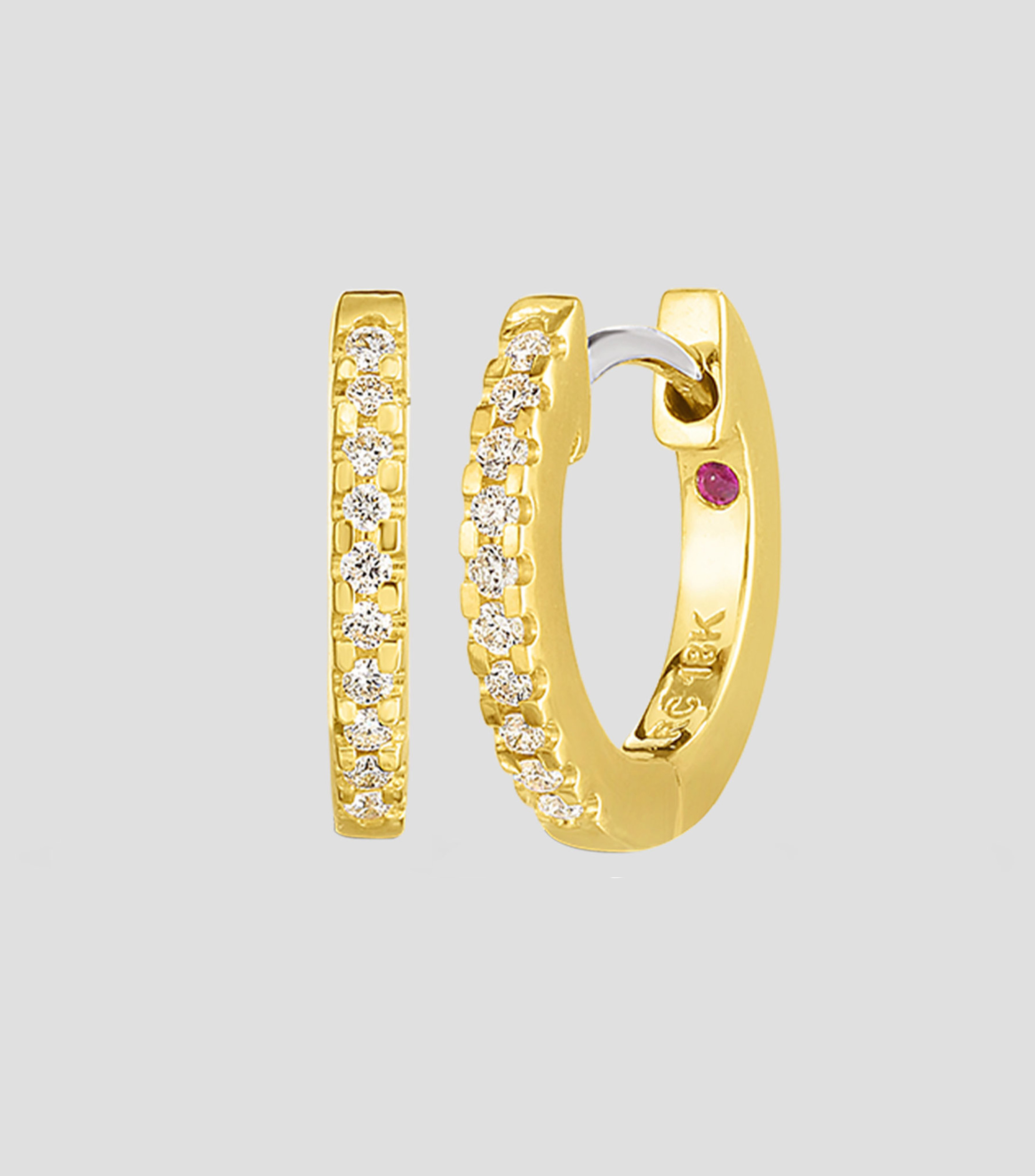 Aretes de aro en oro amarillo de 18 kilates Diamond Hoops con diamantes Mujer
