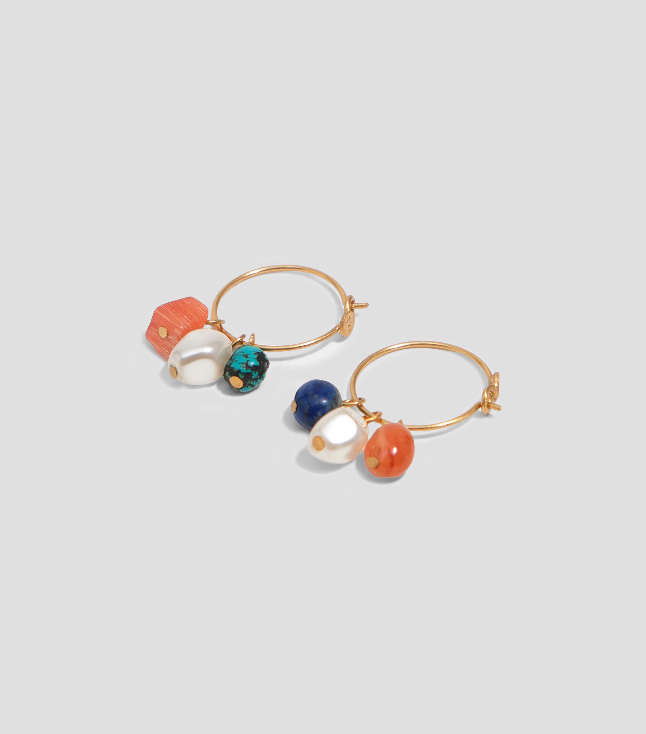 Aretes de aro con piedras y perla Mujer