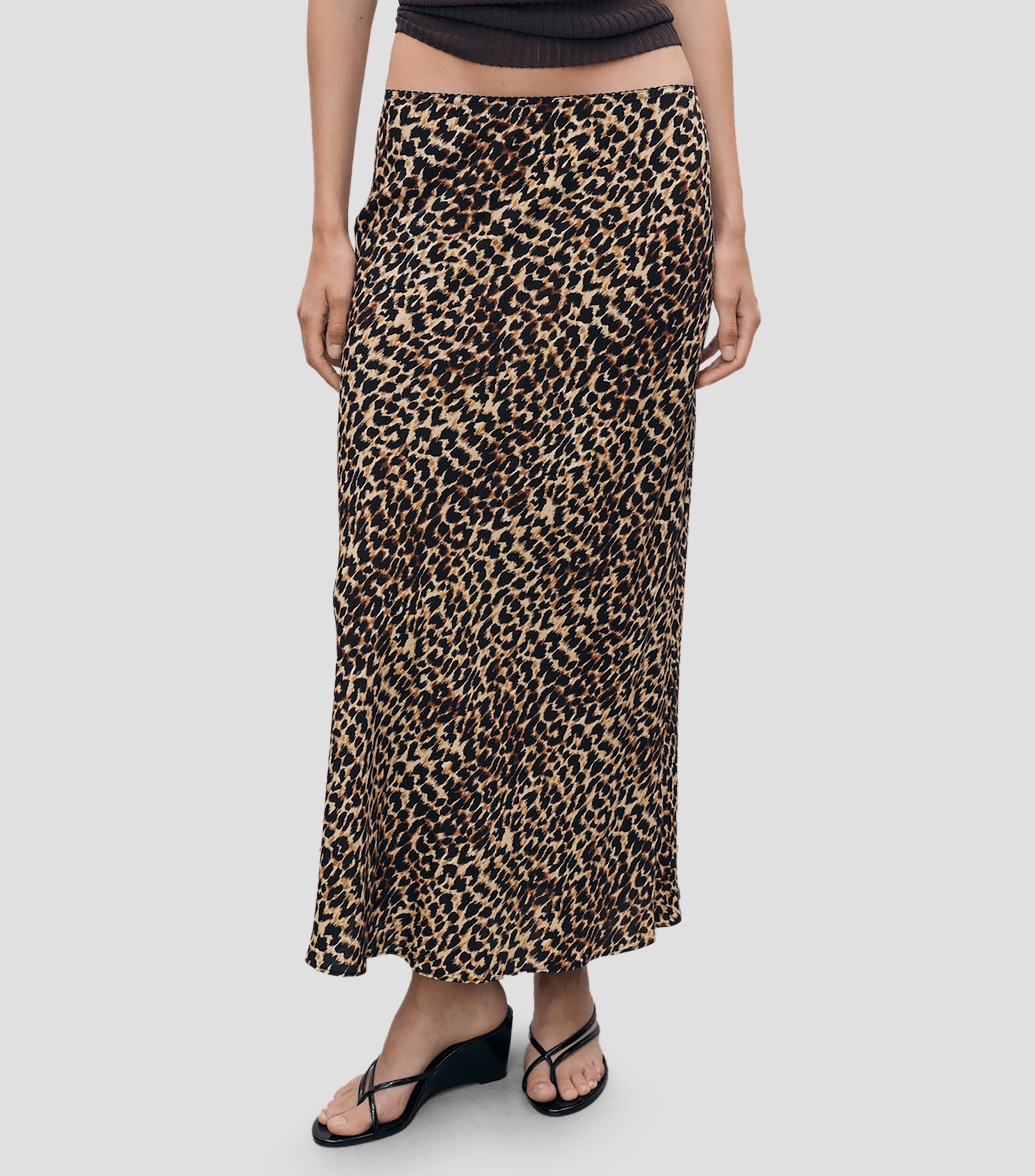 Falda midi de corte recto animalprint Mujer