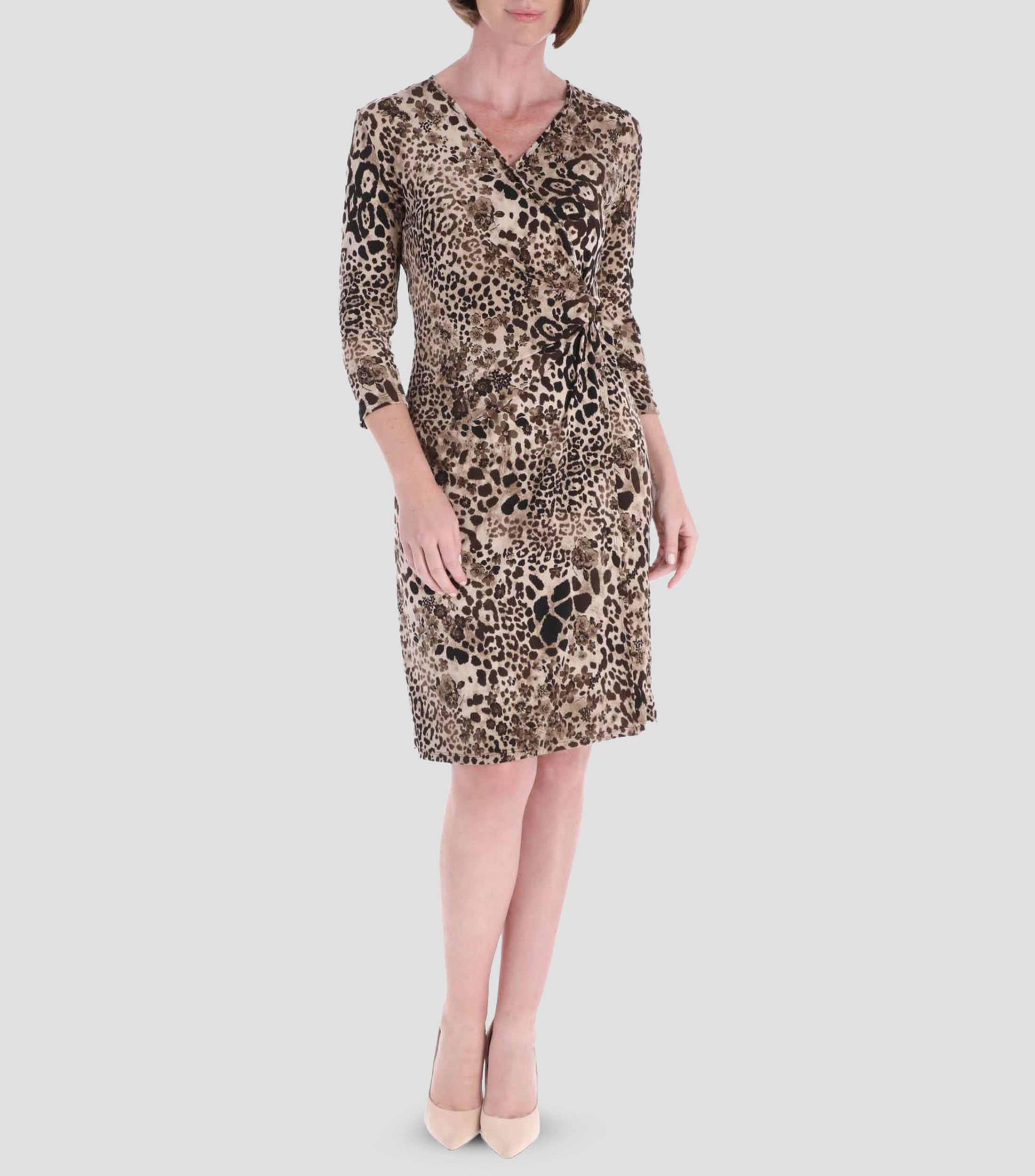 Vestido mini con manga 3/4 estampado Petite Mujer