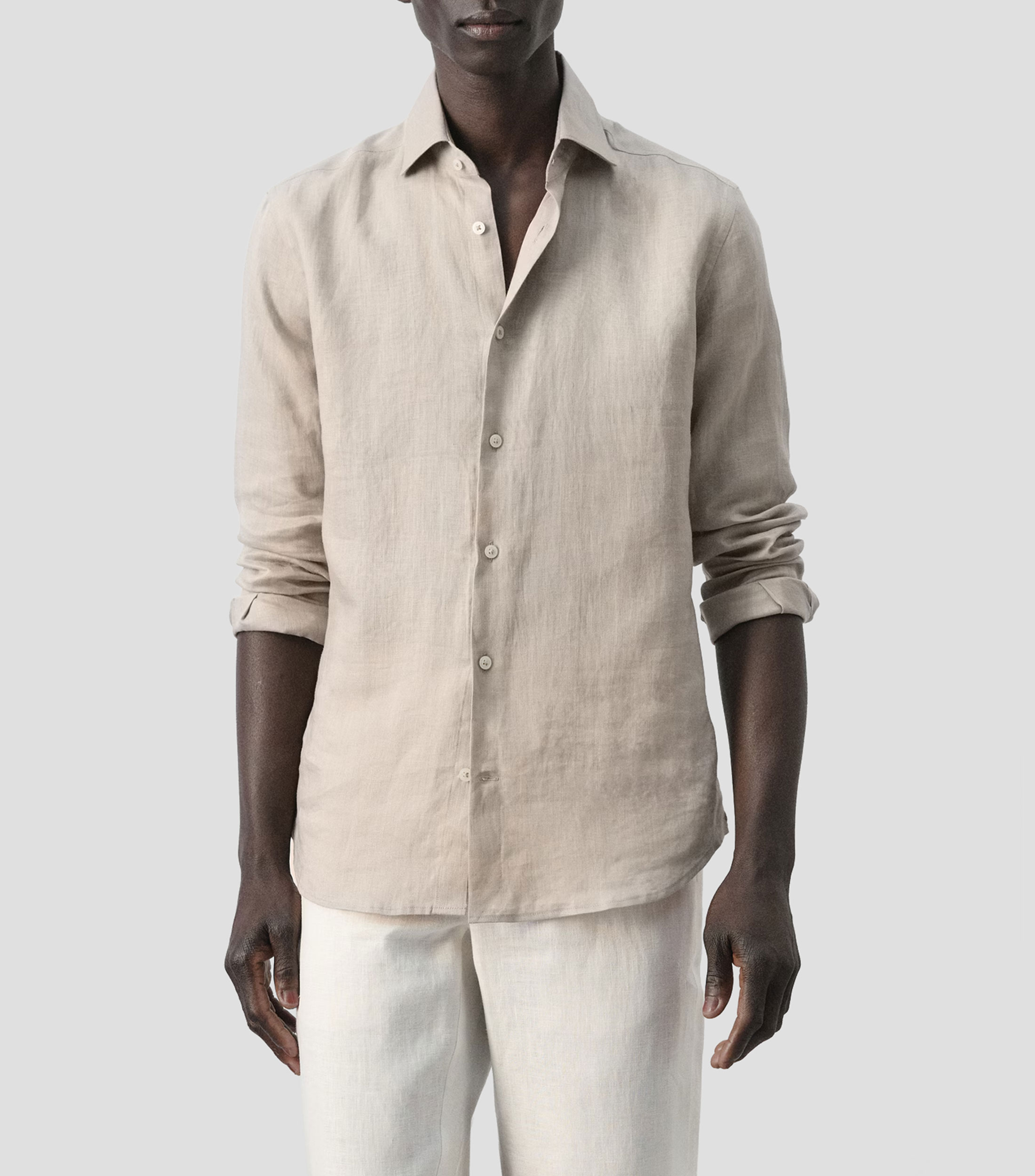 Camisa lisa manga larga Hombre