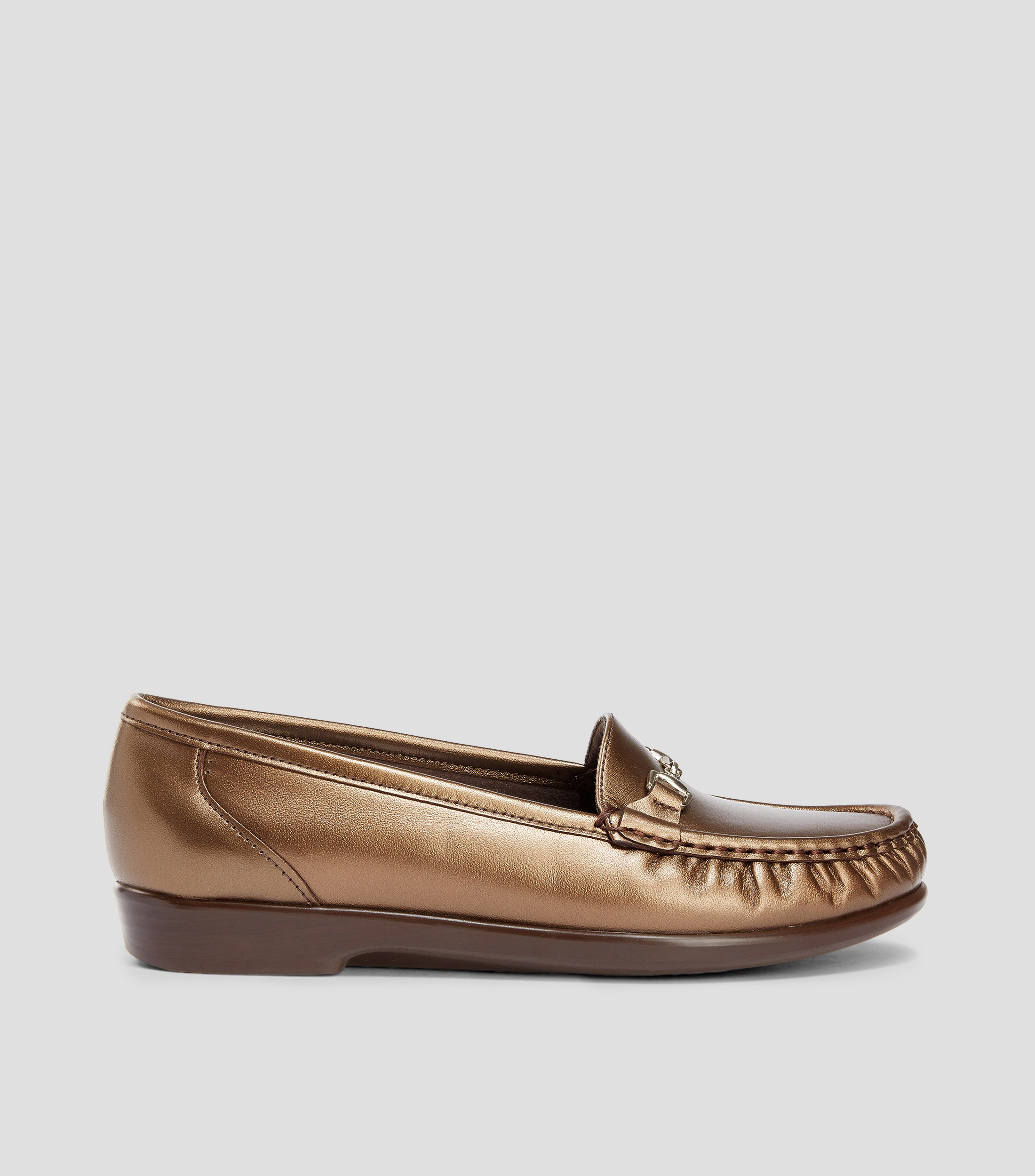 Mocasín Horma ancha, piel genuina, con detalle de hebilla metálica Mujer