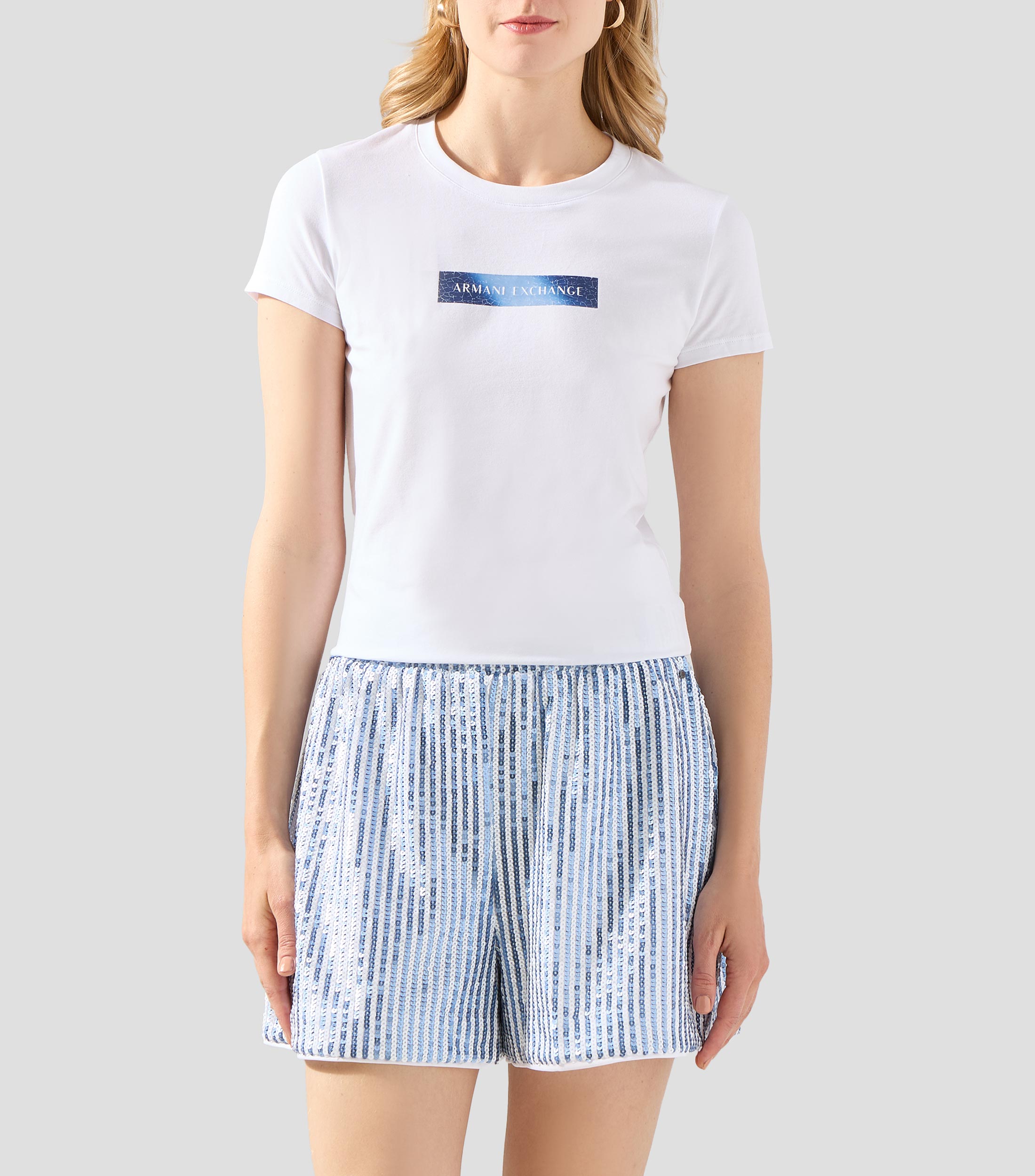 Playera cuello redondo manga corta estampada Mujer