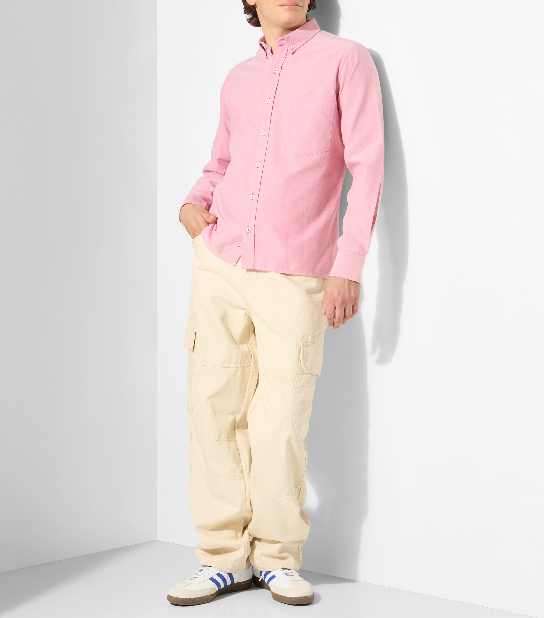 Camisa lisa manga larga Hombre