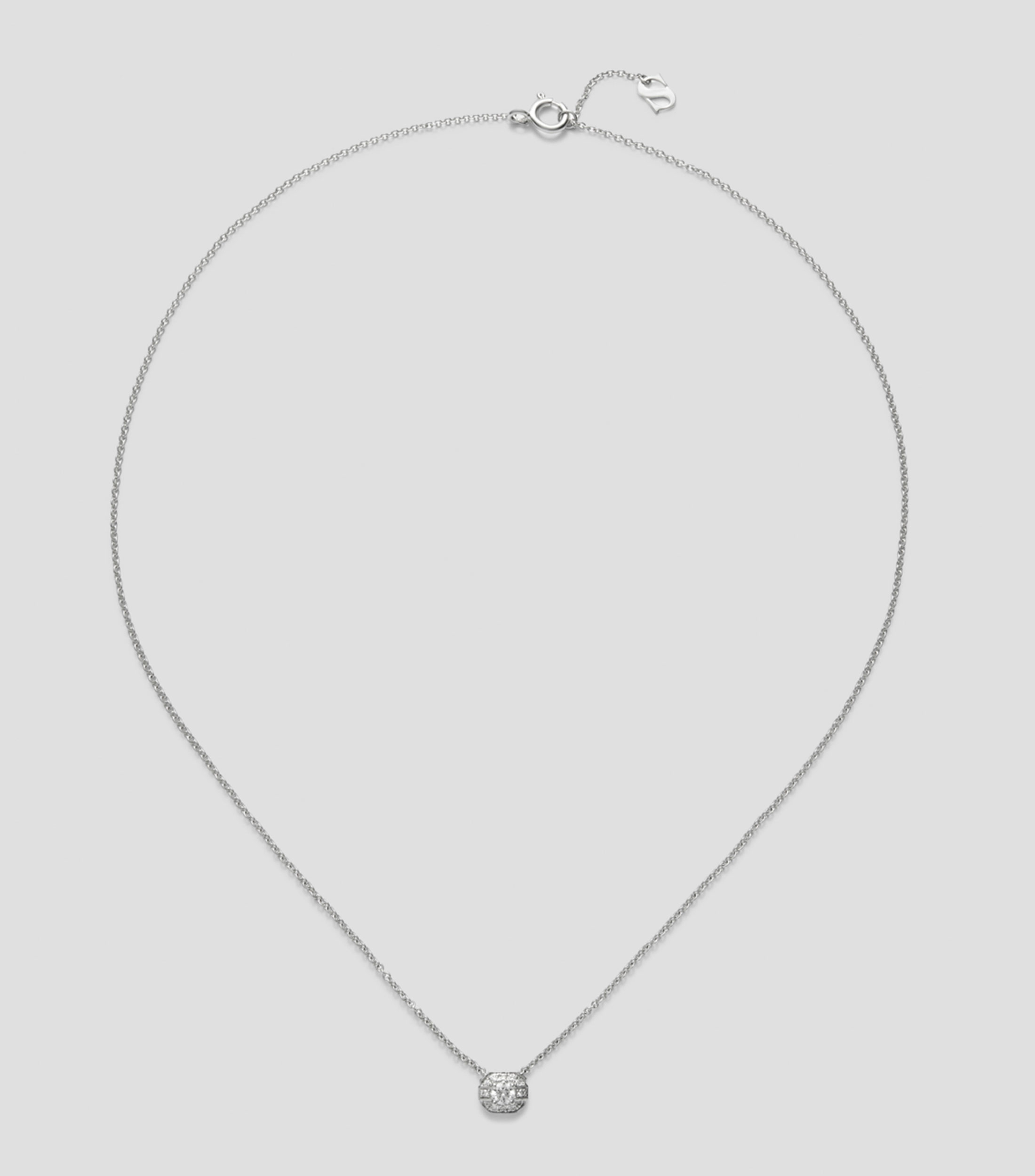Collar en oro blanco con diamante Compromiso Decó Mujer
