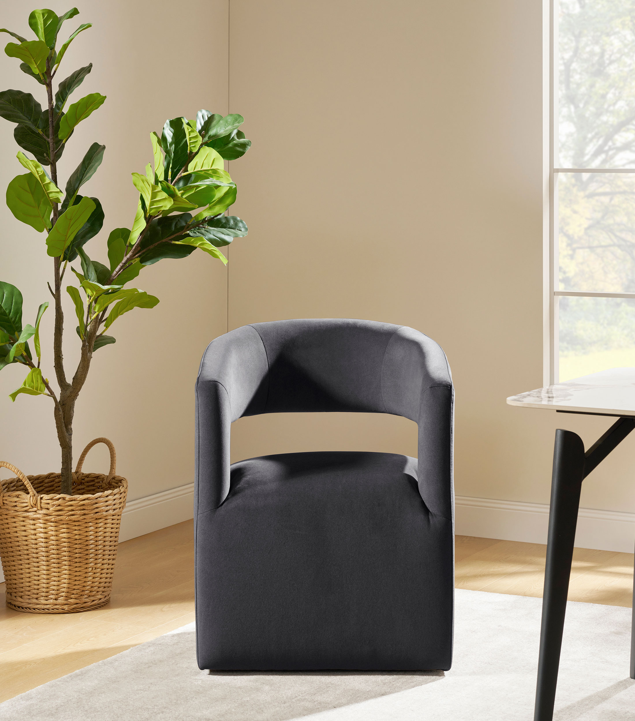 Silla con ruedas en tela grafito