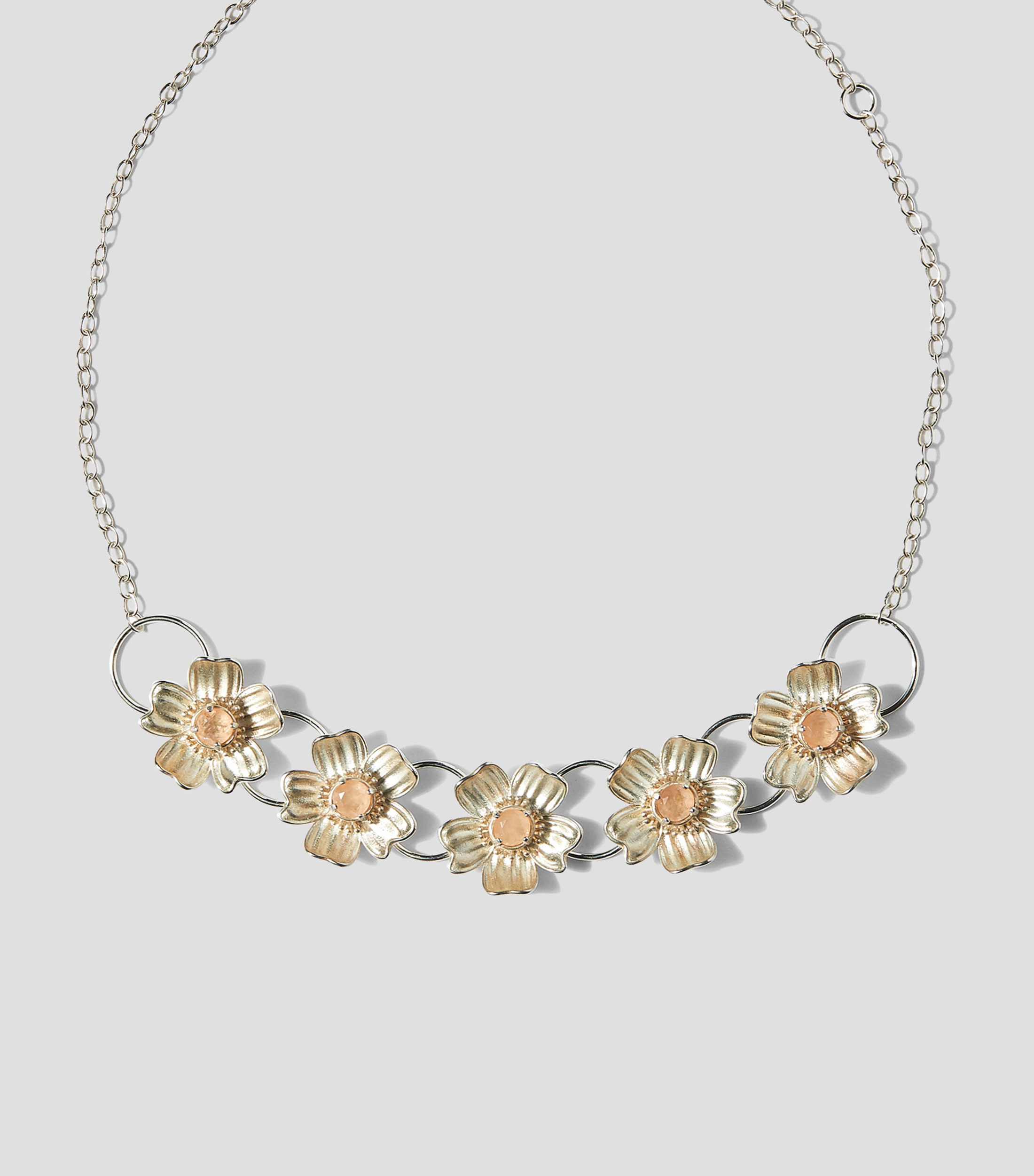 Collar con flores y cristal Mujer