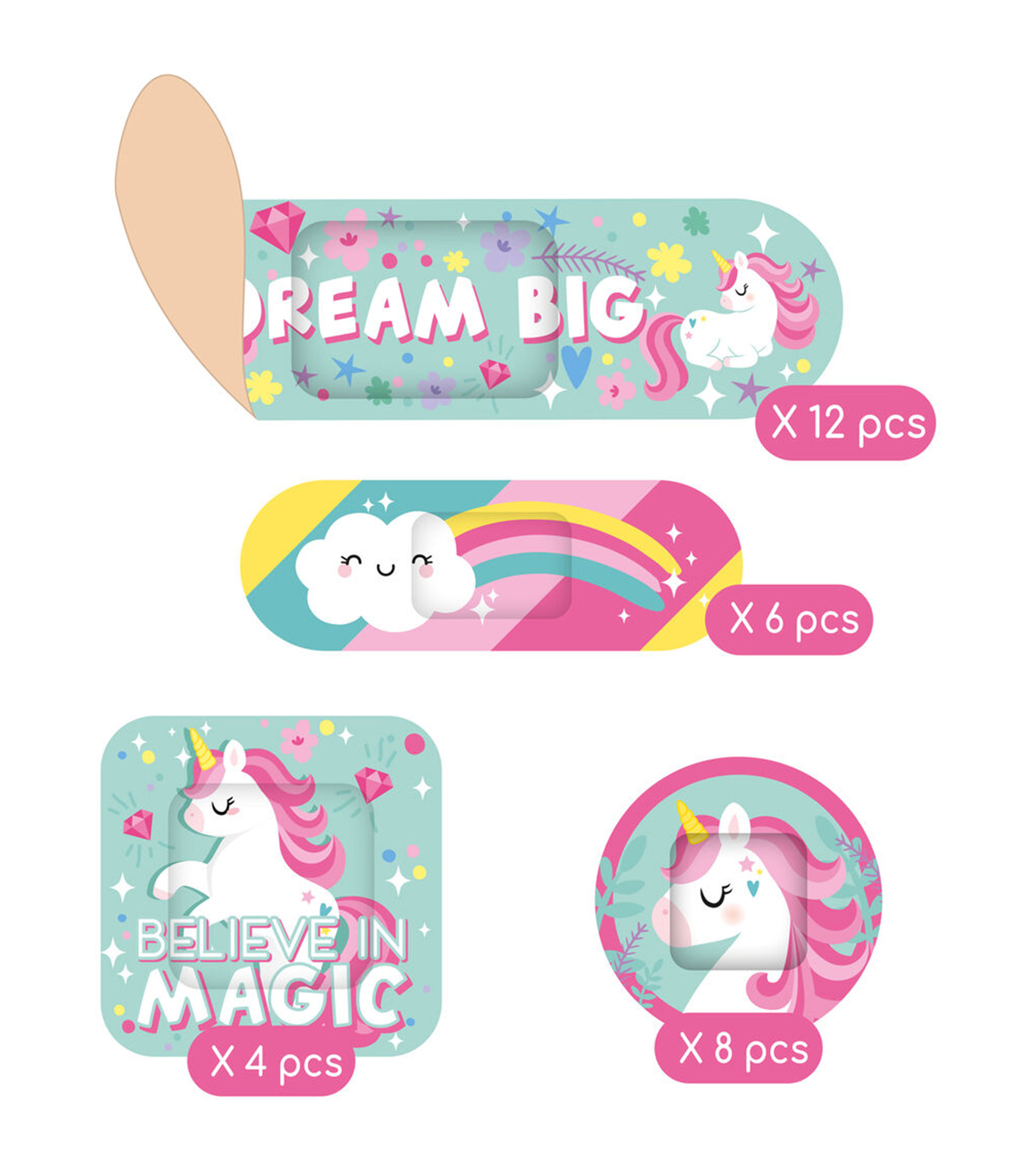 Set de 30 vendas adhesivas Unicornio Niños