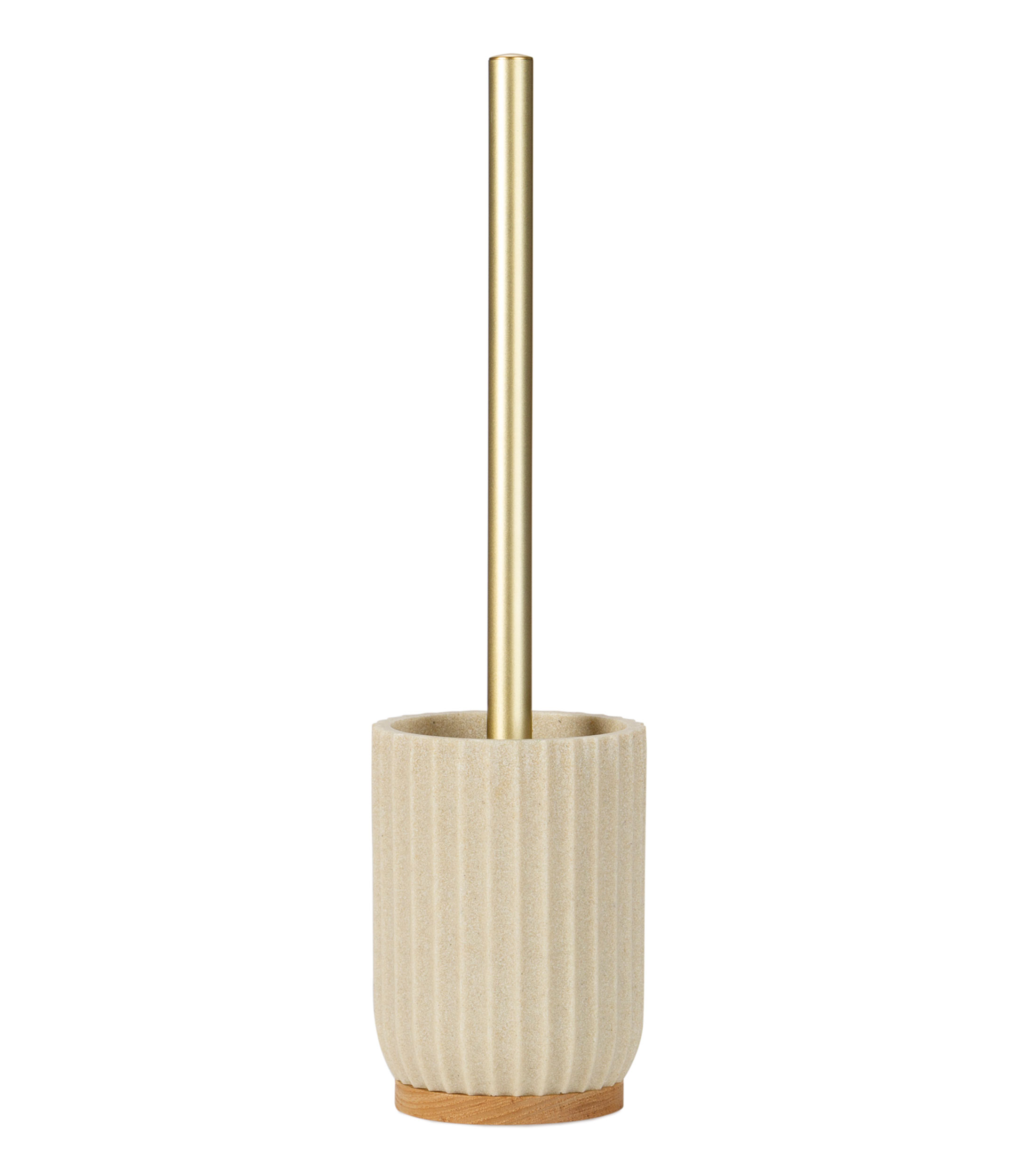 Cepillo para WC Beige Claro, Dorado en Poliresina
