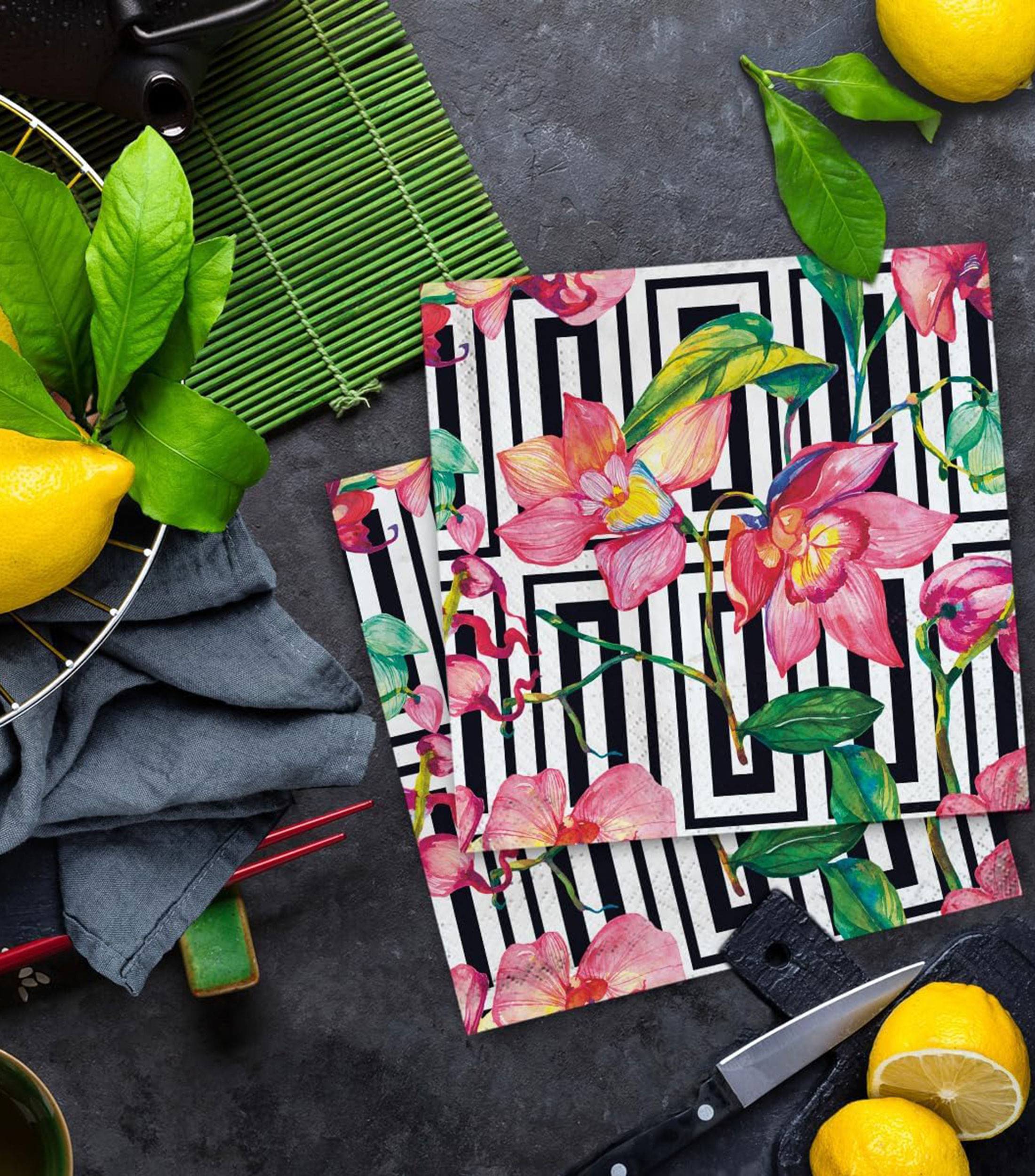 Set 20 Servilletas Orquideas de papel
