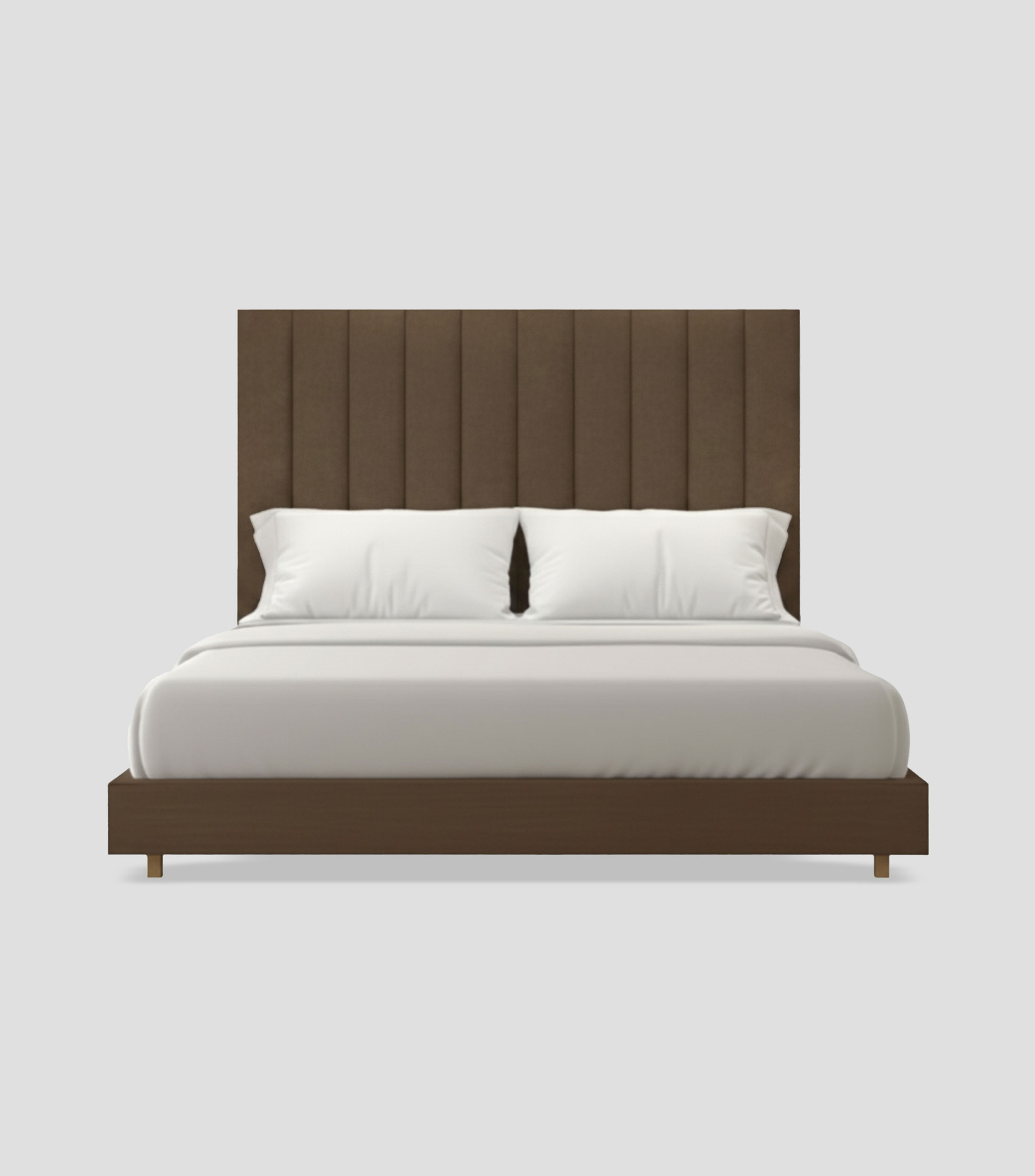 Cama King Size Alta Gamuzzeta Camello en tela