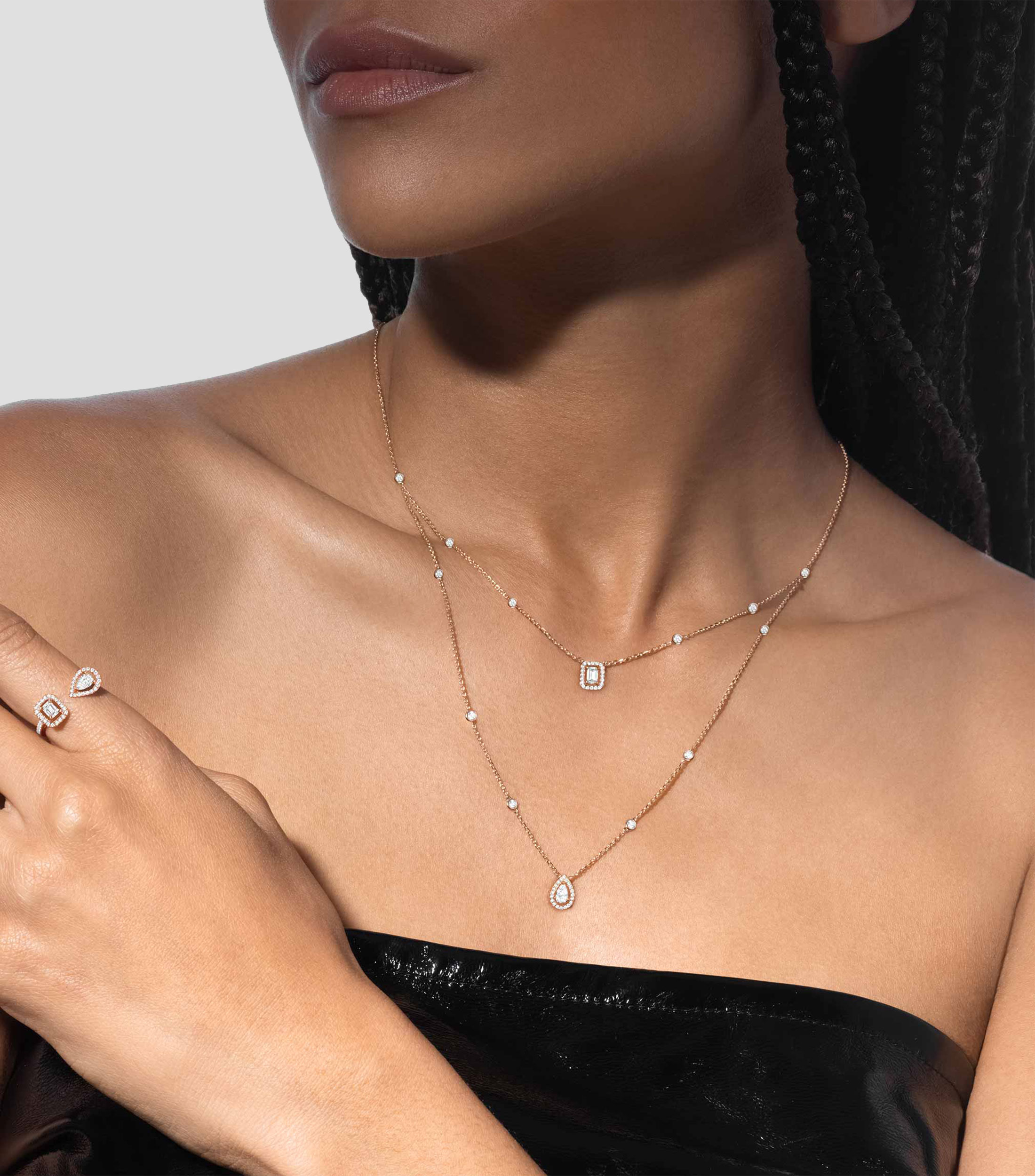 Collar doble en oro rosa de 18 kilates con diamantes My Twin Mujer
