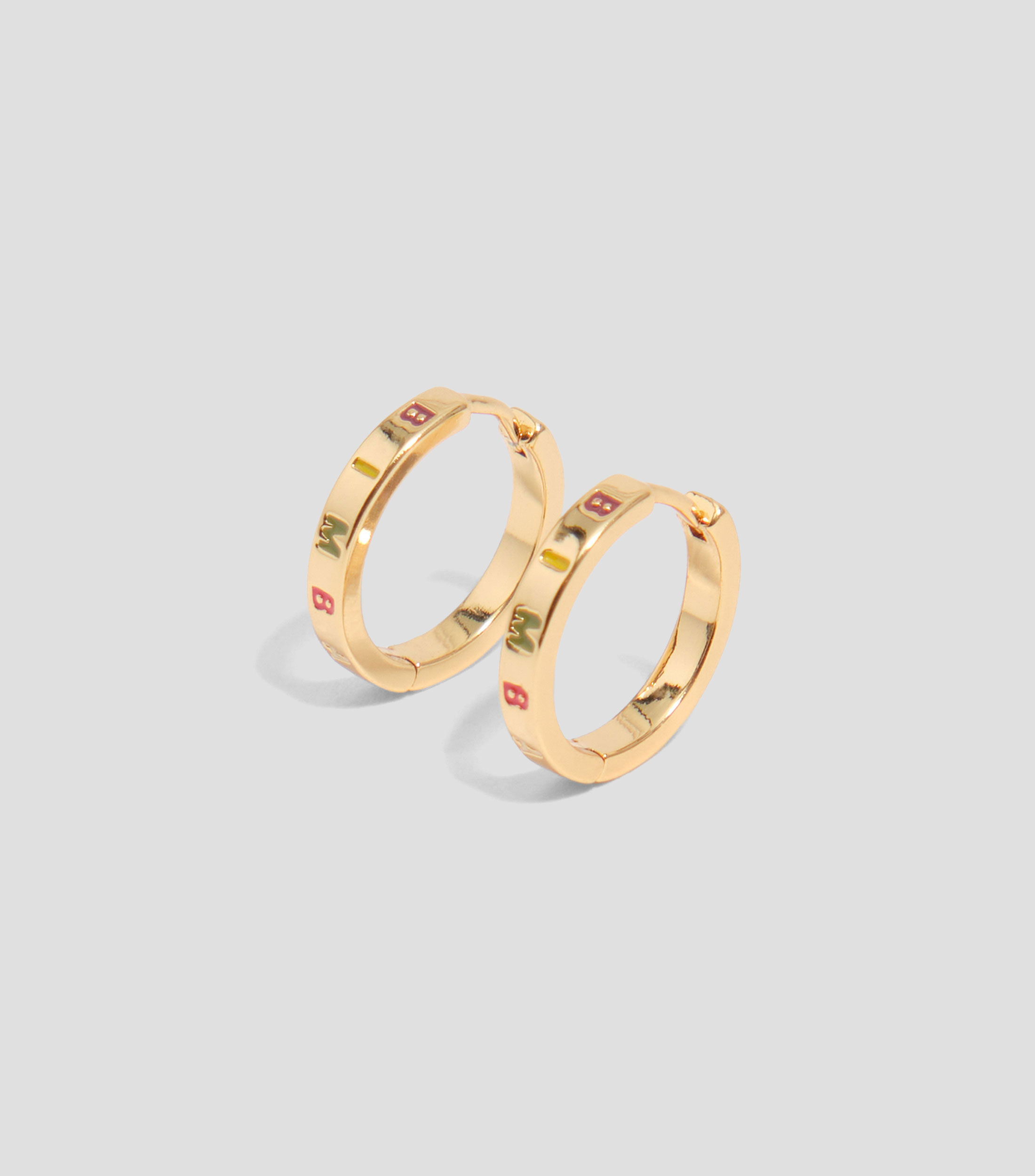 Aretes aro dorado logo multicolor Mujer