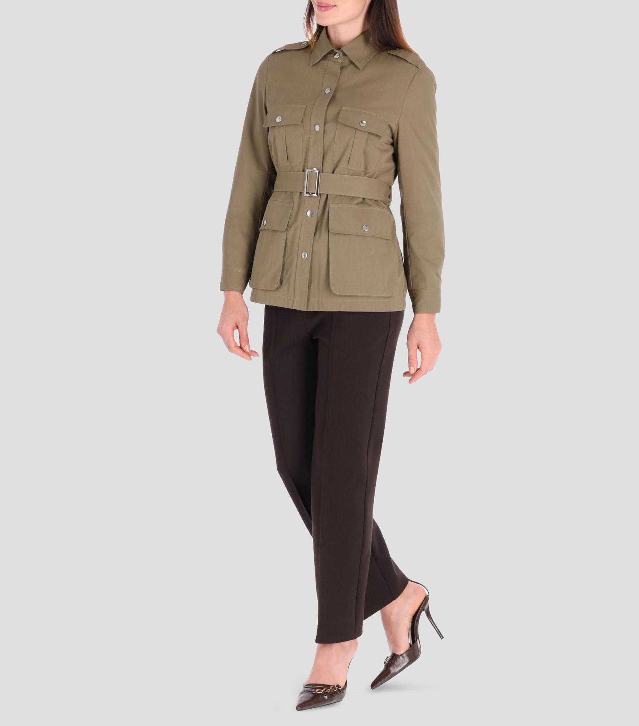 Gabardina corta con botones Mujer