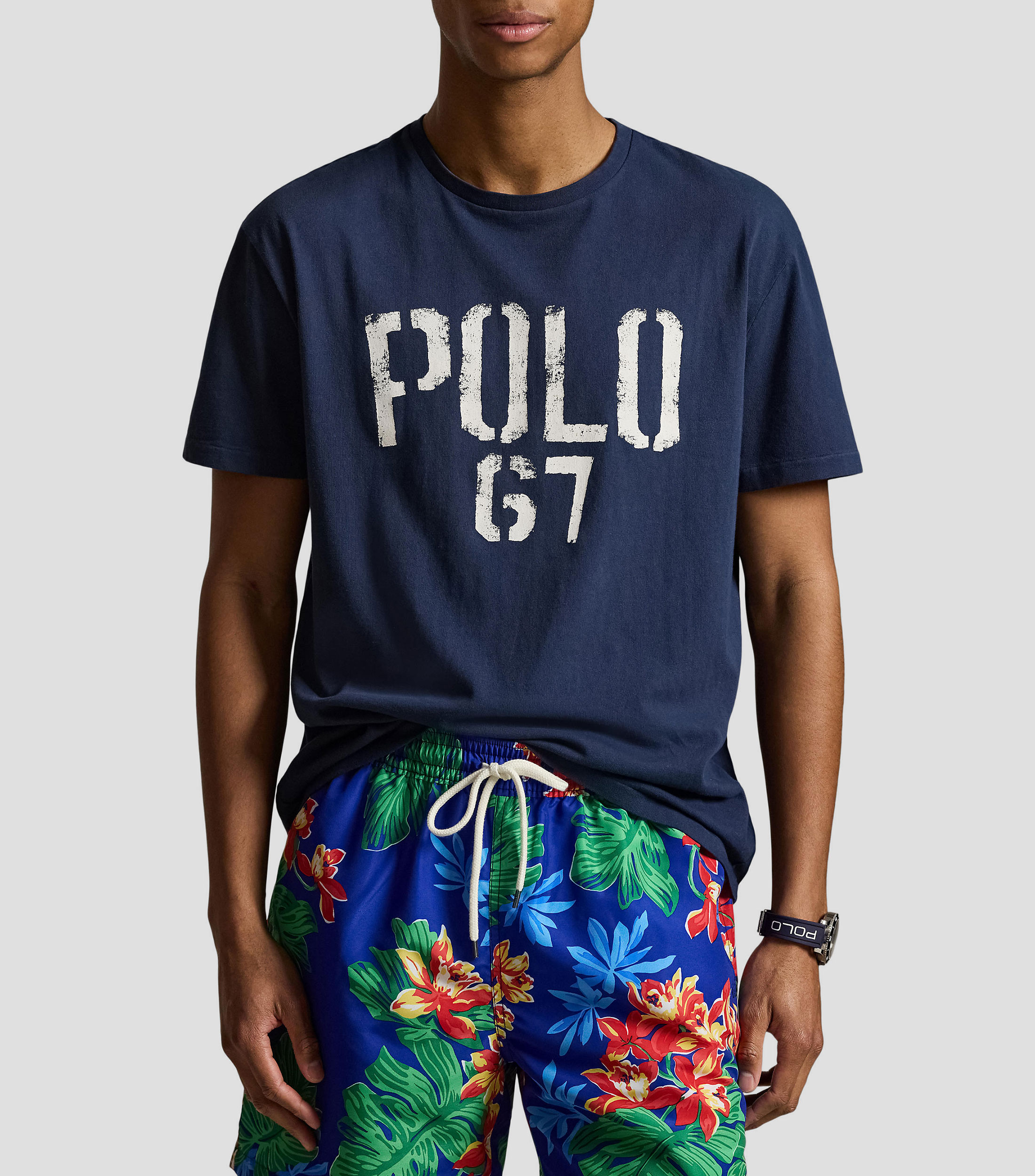 Playera cuello redondo manga corta estampada Hombre