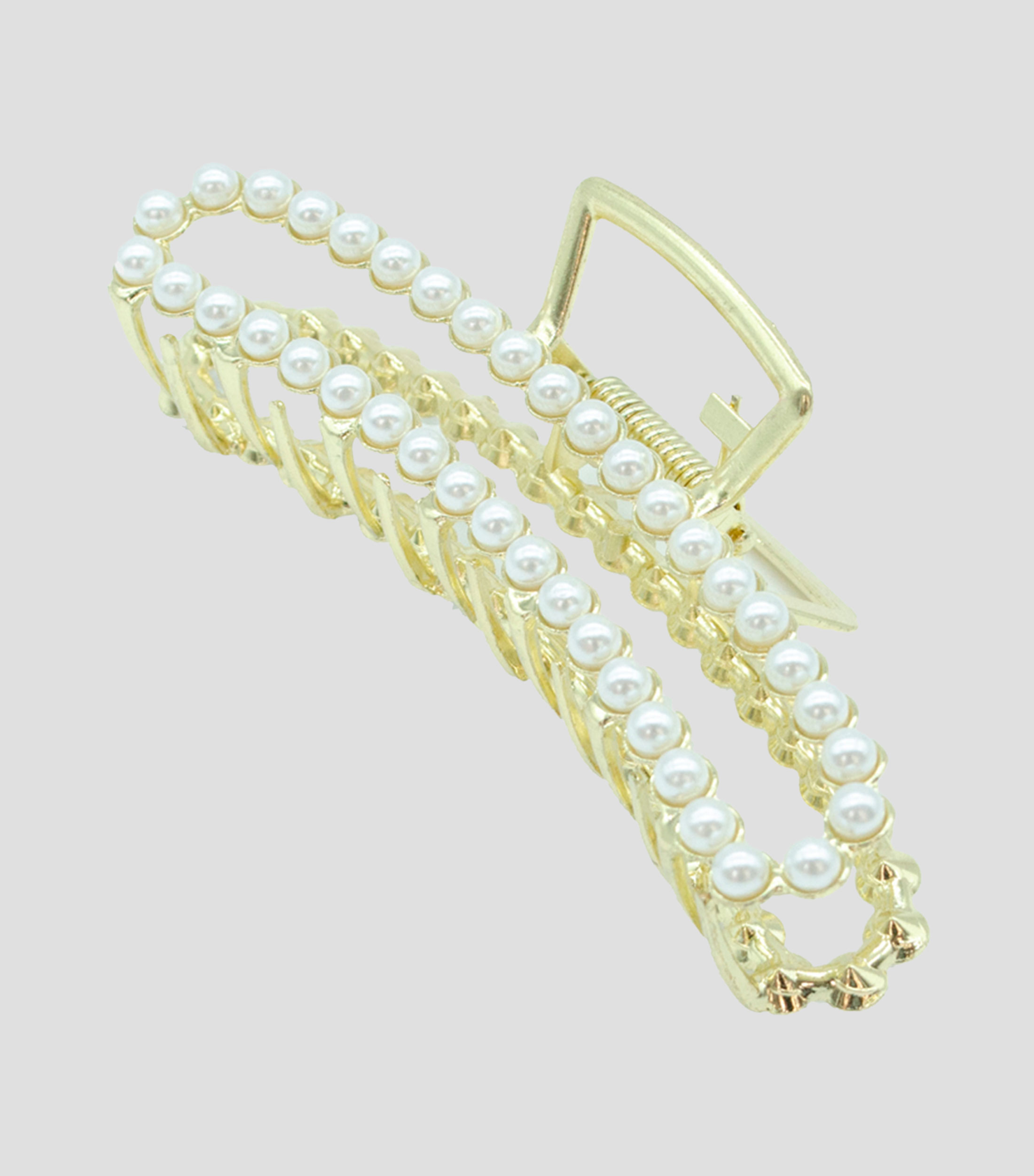 Pinza para cabello grande Dorada con perlas Mujer