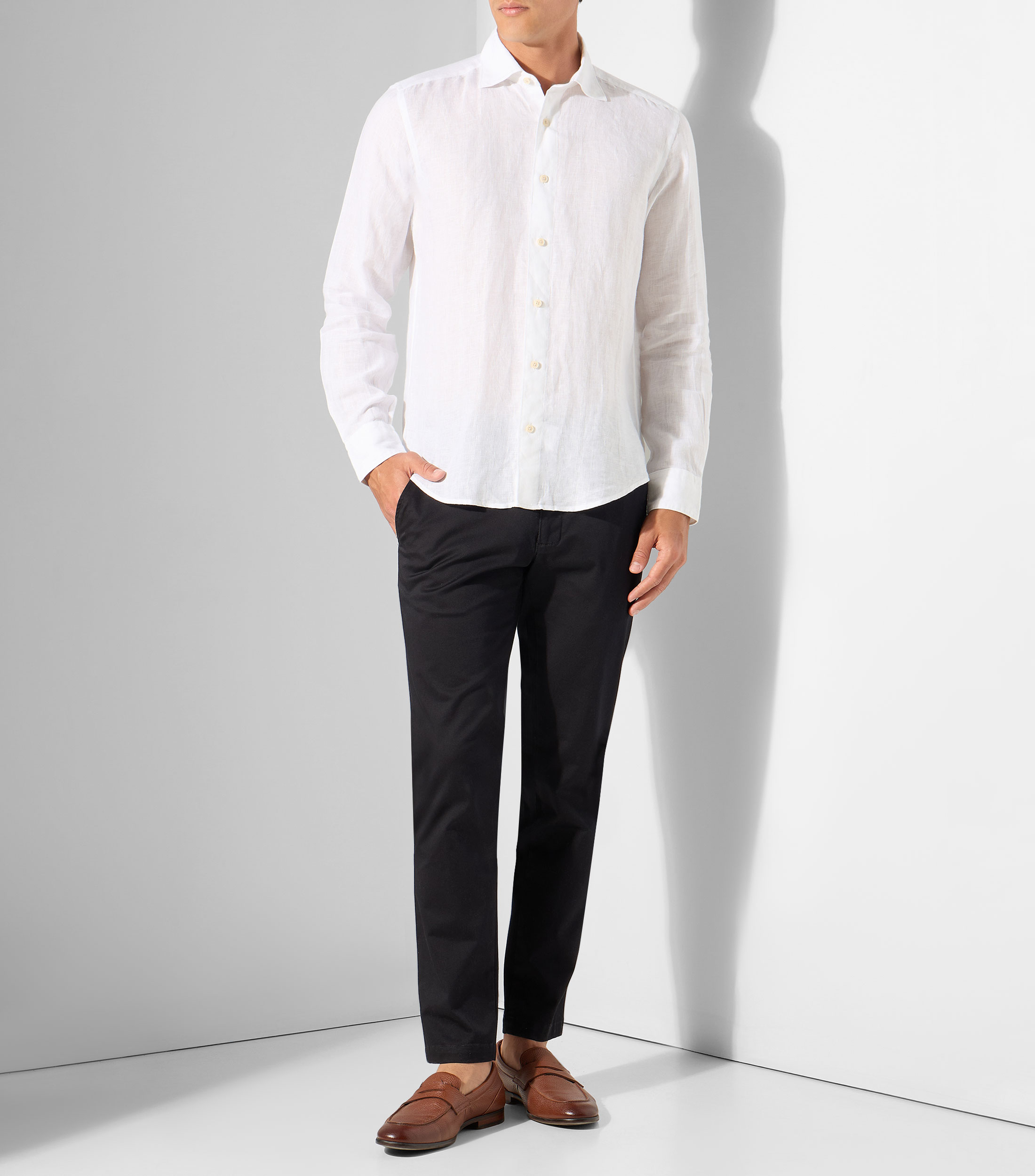 Camisa lisa manga larga Hombre