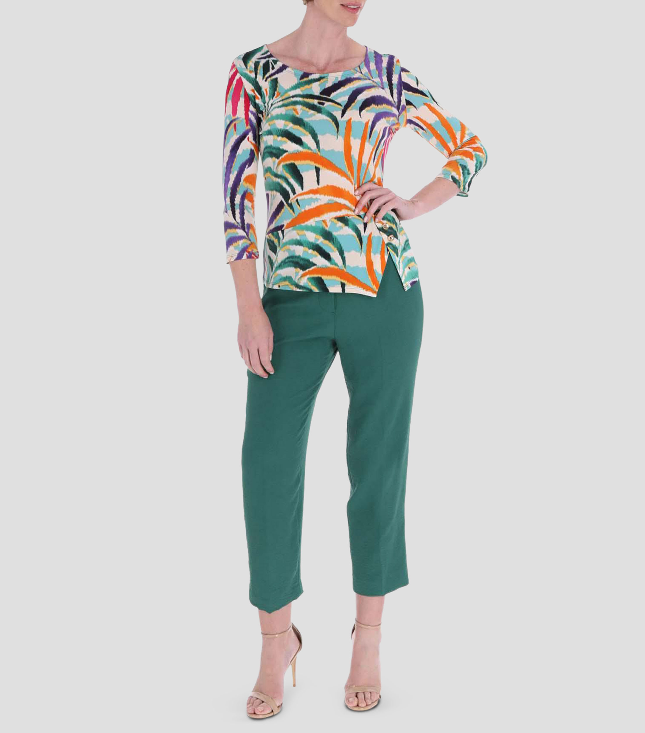 Blusa estampada manga 3/4 Petite Mujer