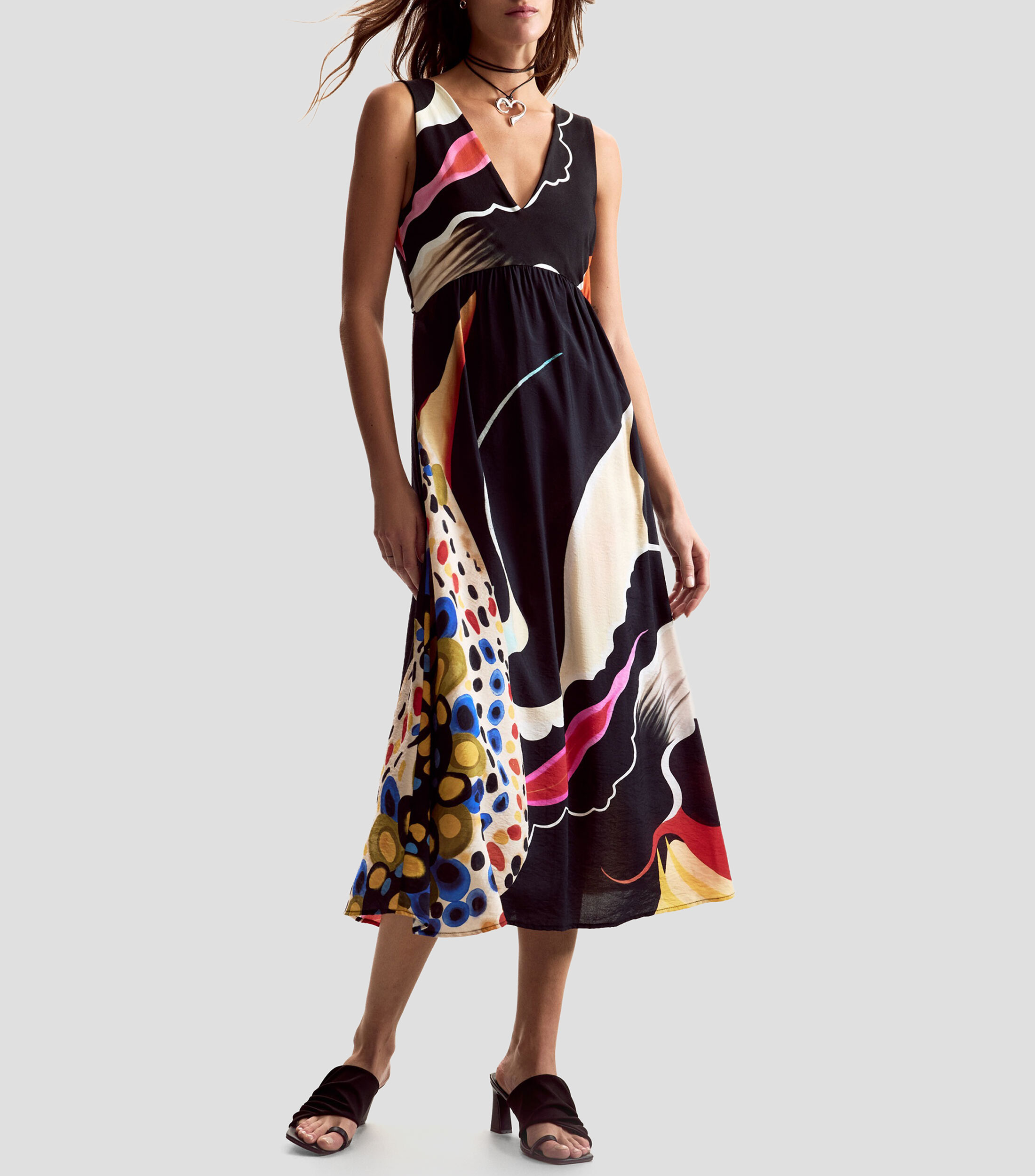 Vestido midi estampado Mujer