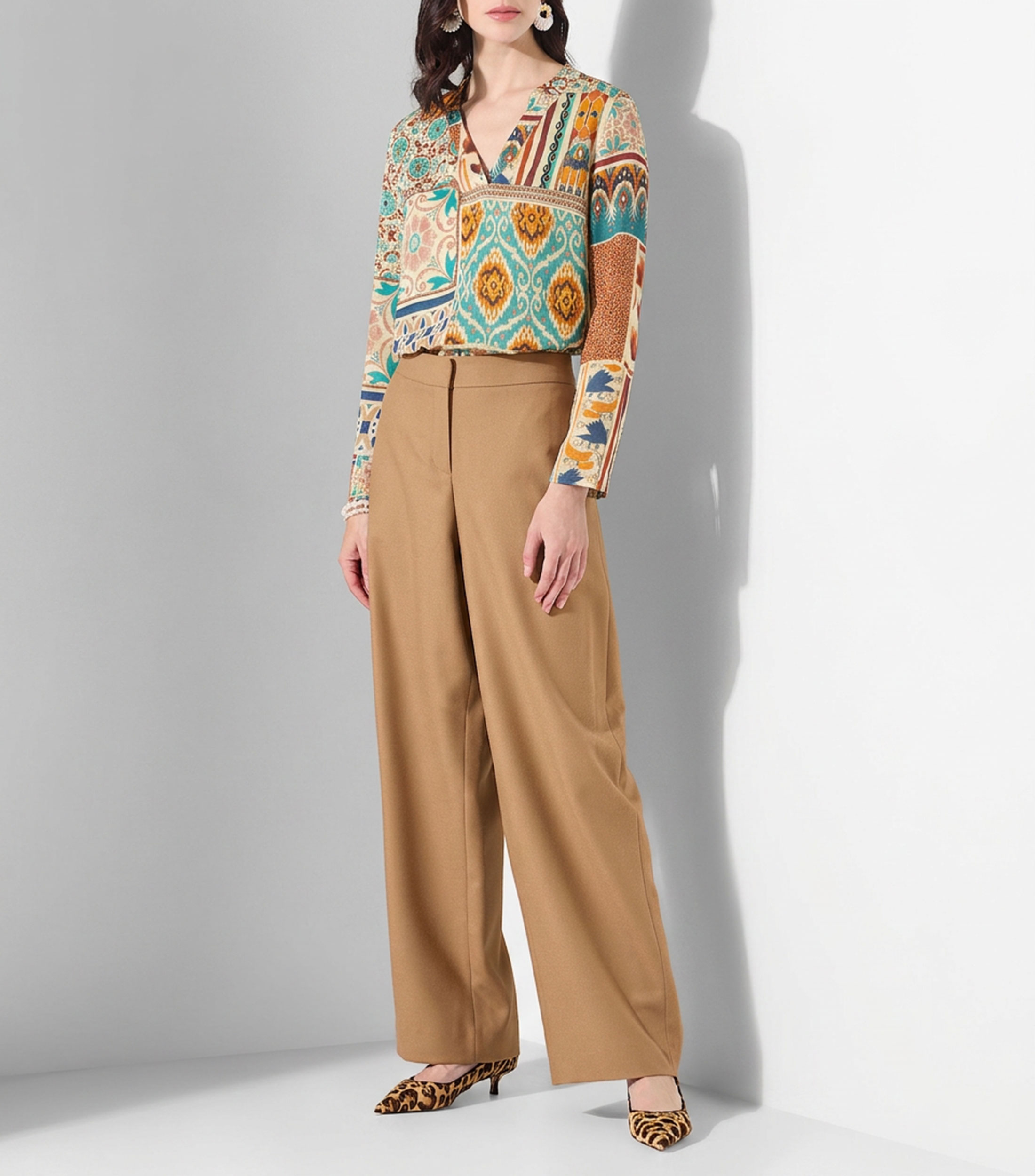 Blusa estampada manga larga Mujer