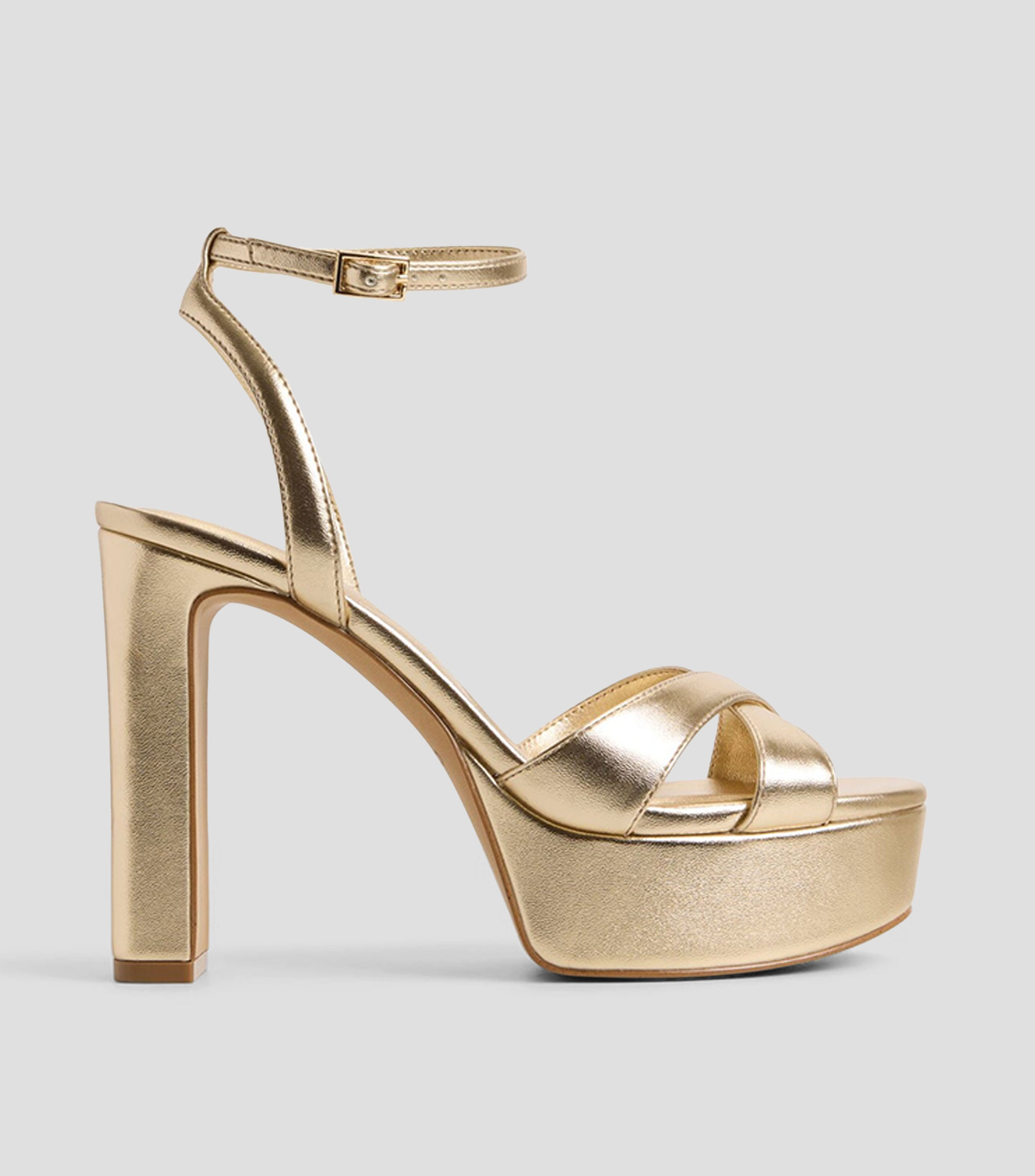 Sandalias tacón alto ancho lisas Mujer