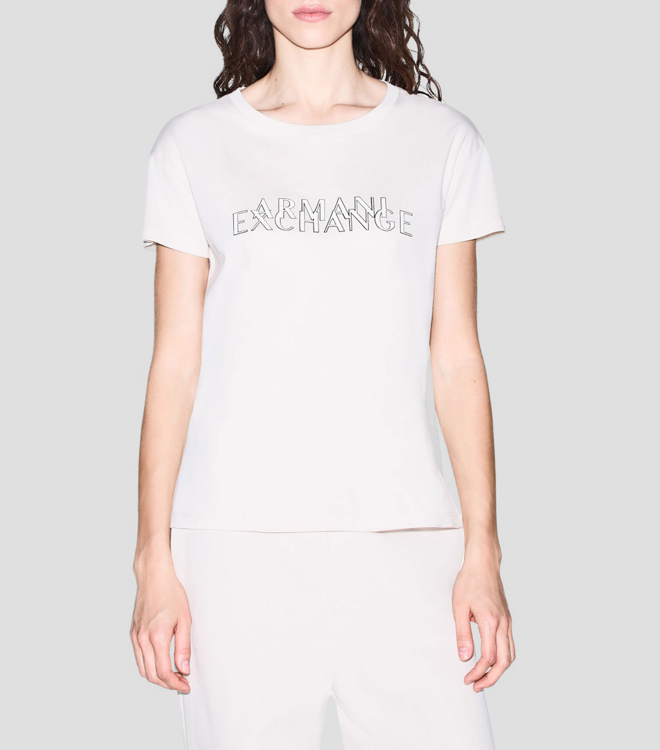 Playera cuello redondo manga corta con estampado Mujer