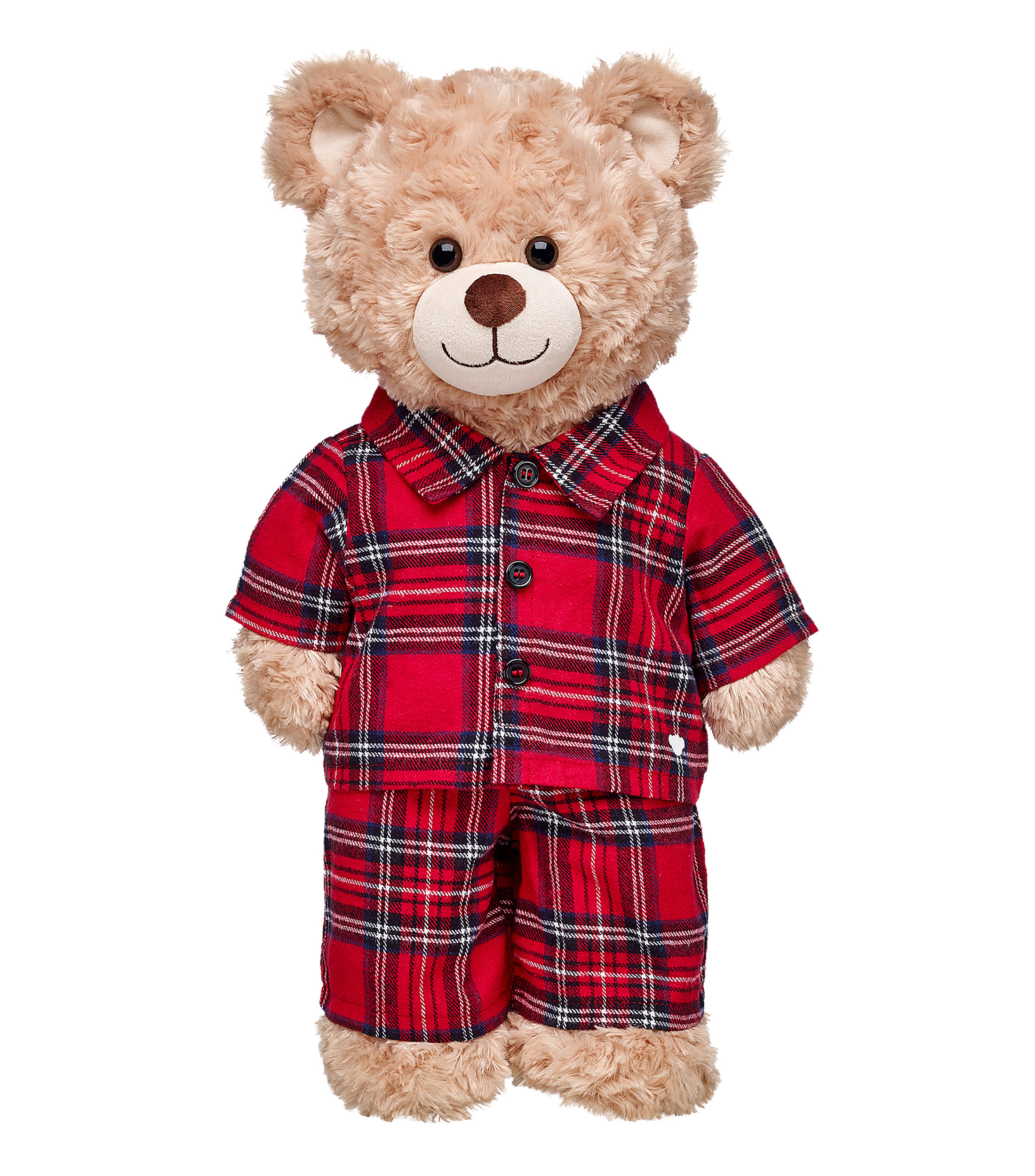Pijama Roja a Cuadros para Oso de Peluche