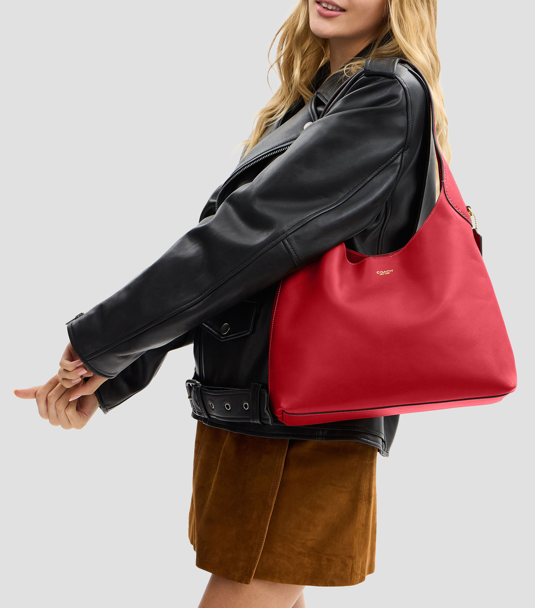 Bolsa en piel shoulder sólido Mujer