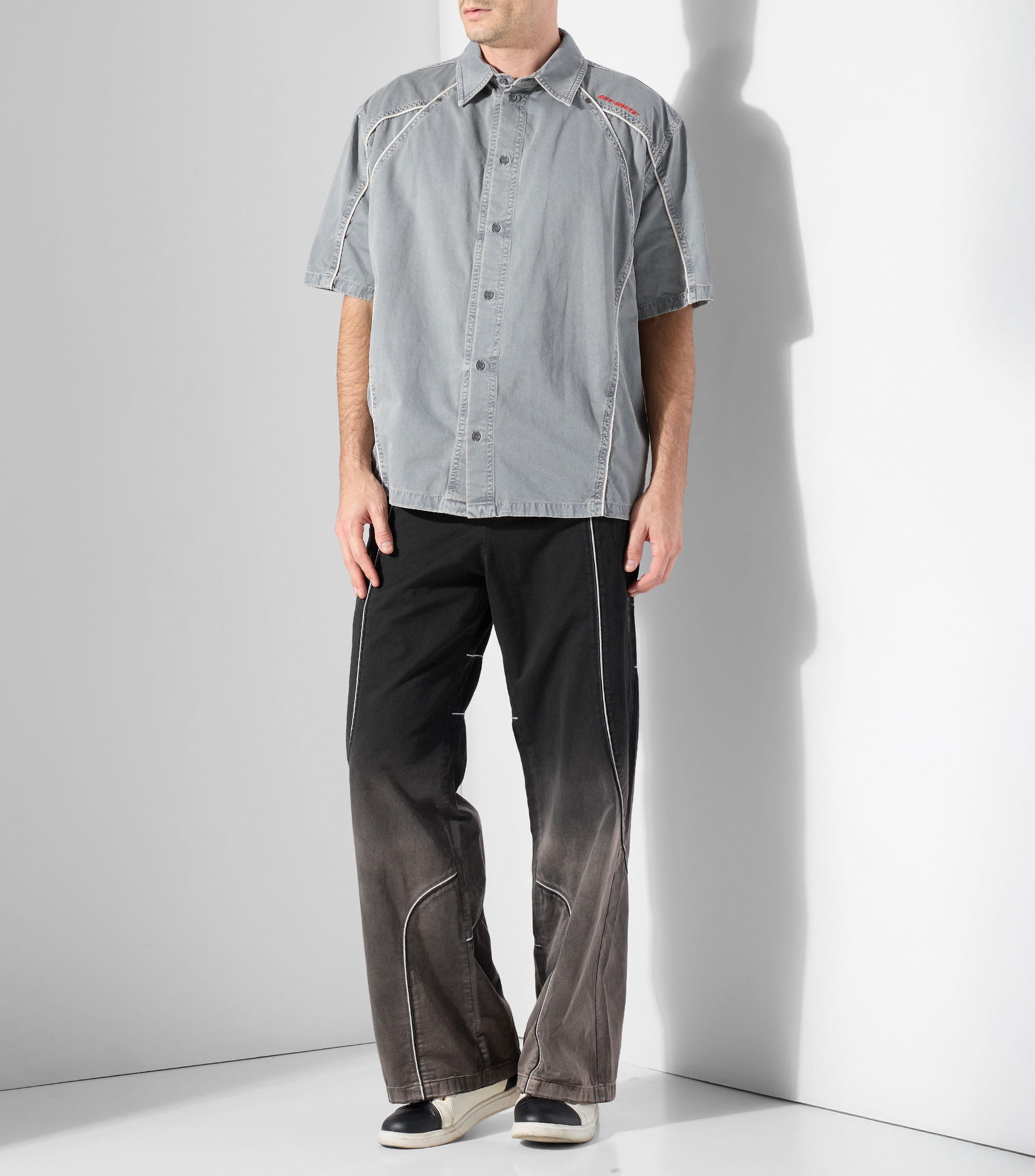 Camisa lisa con manga corta Hombre