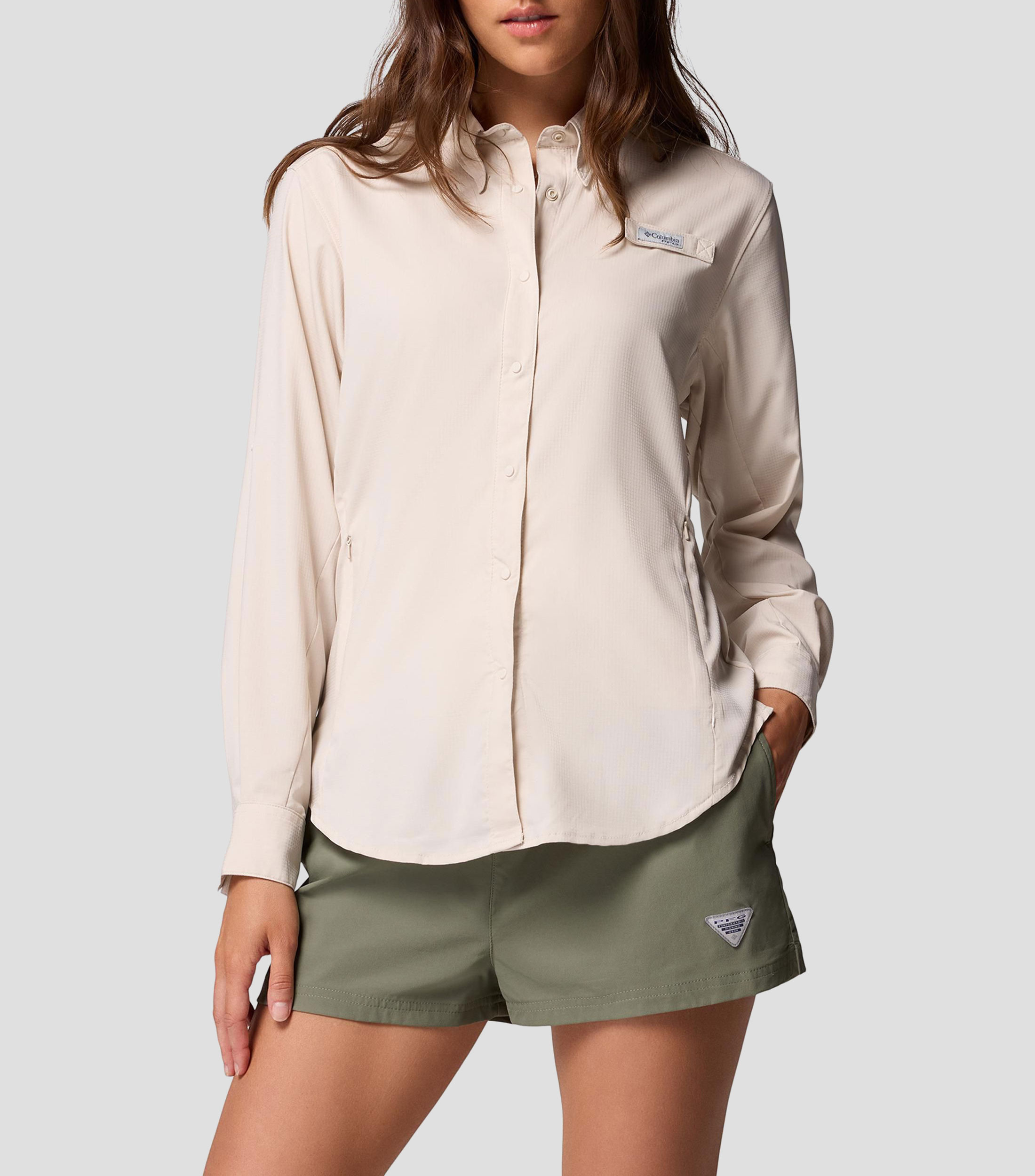 Camisa lisa manga larga Mujer