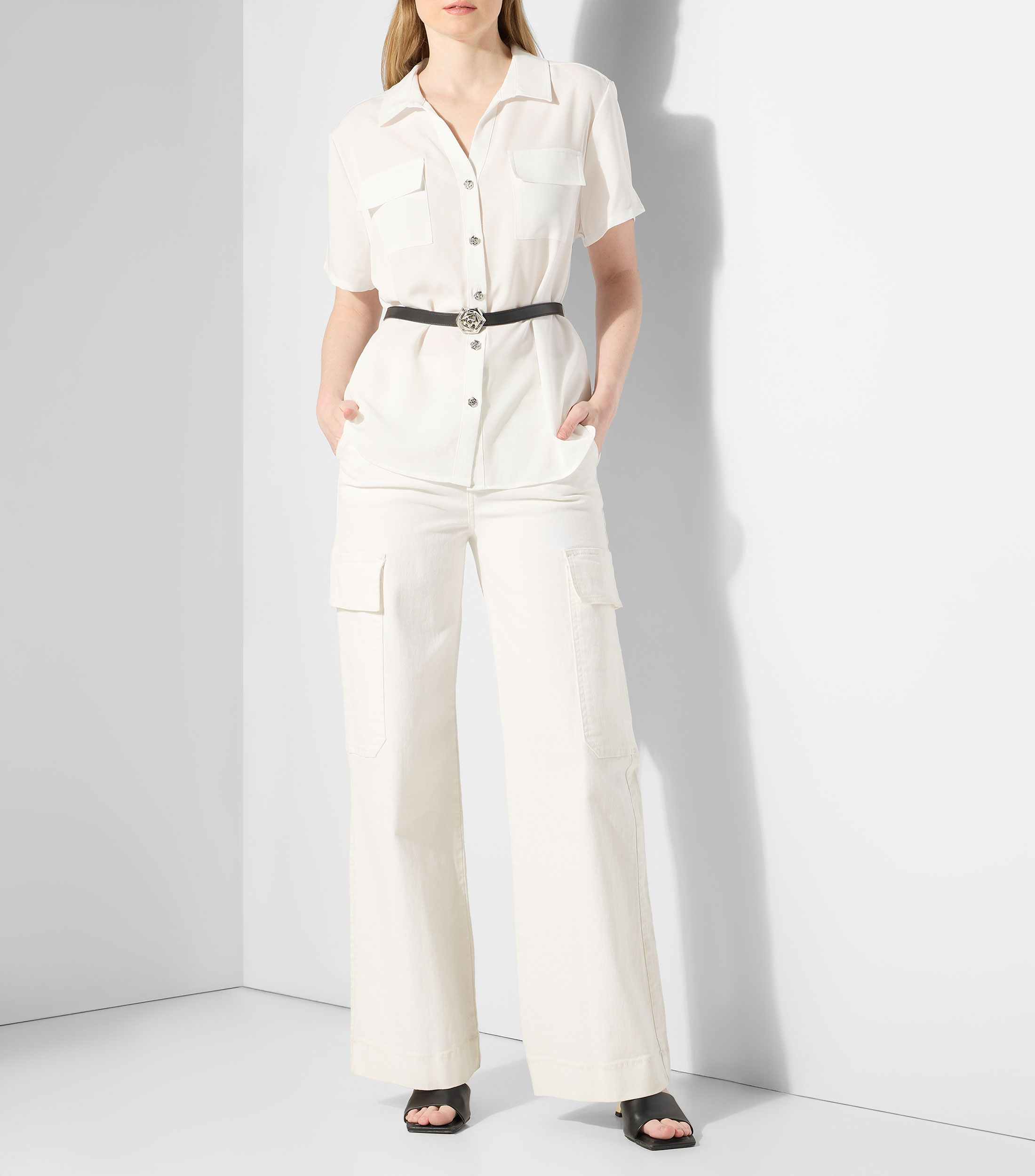 Camisa lisa con manga corta Mujer