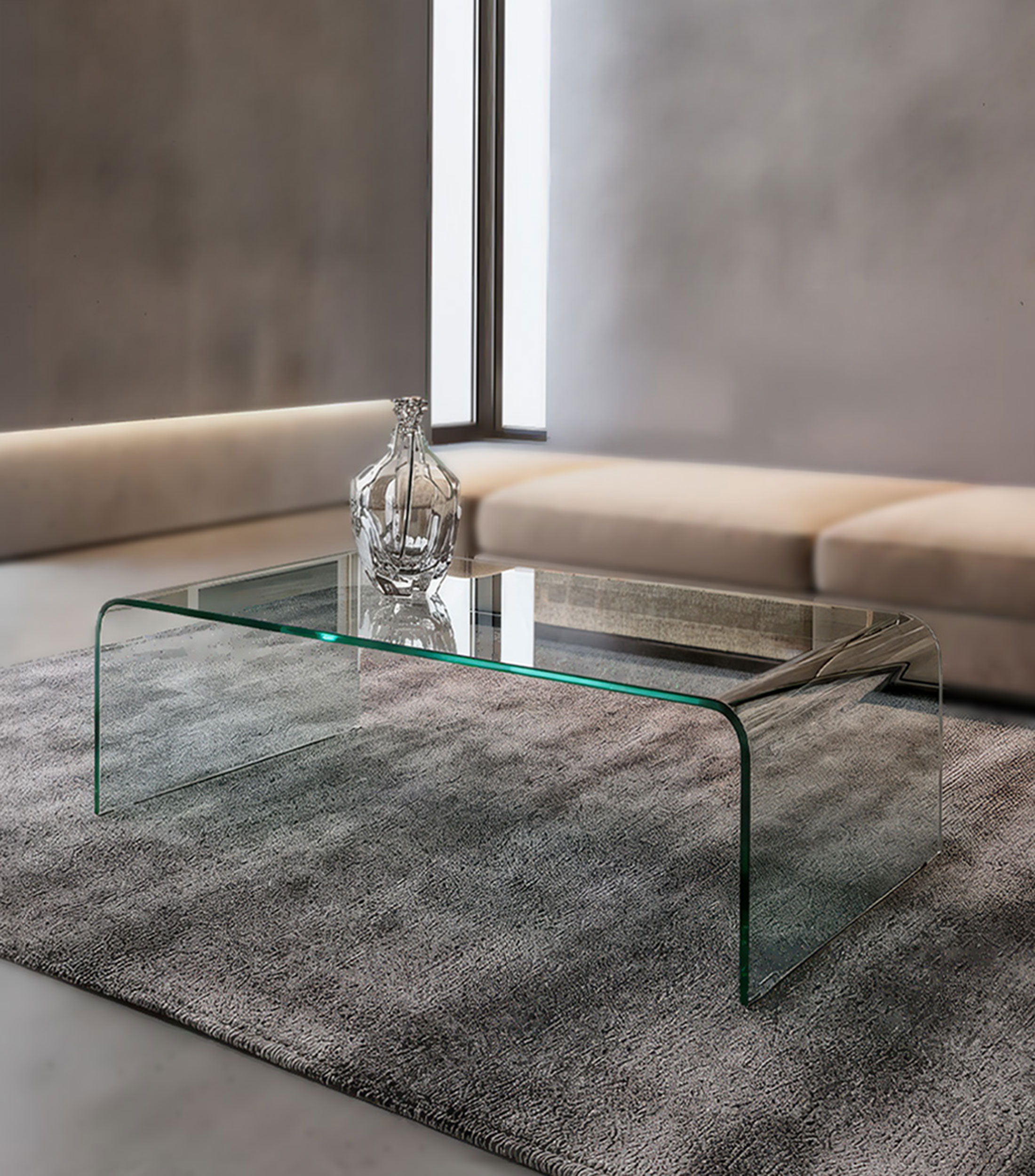 Mesa de centro BASIKO en vidrio transparente