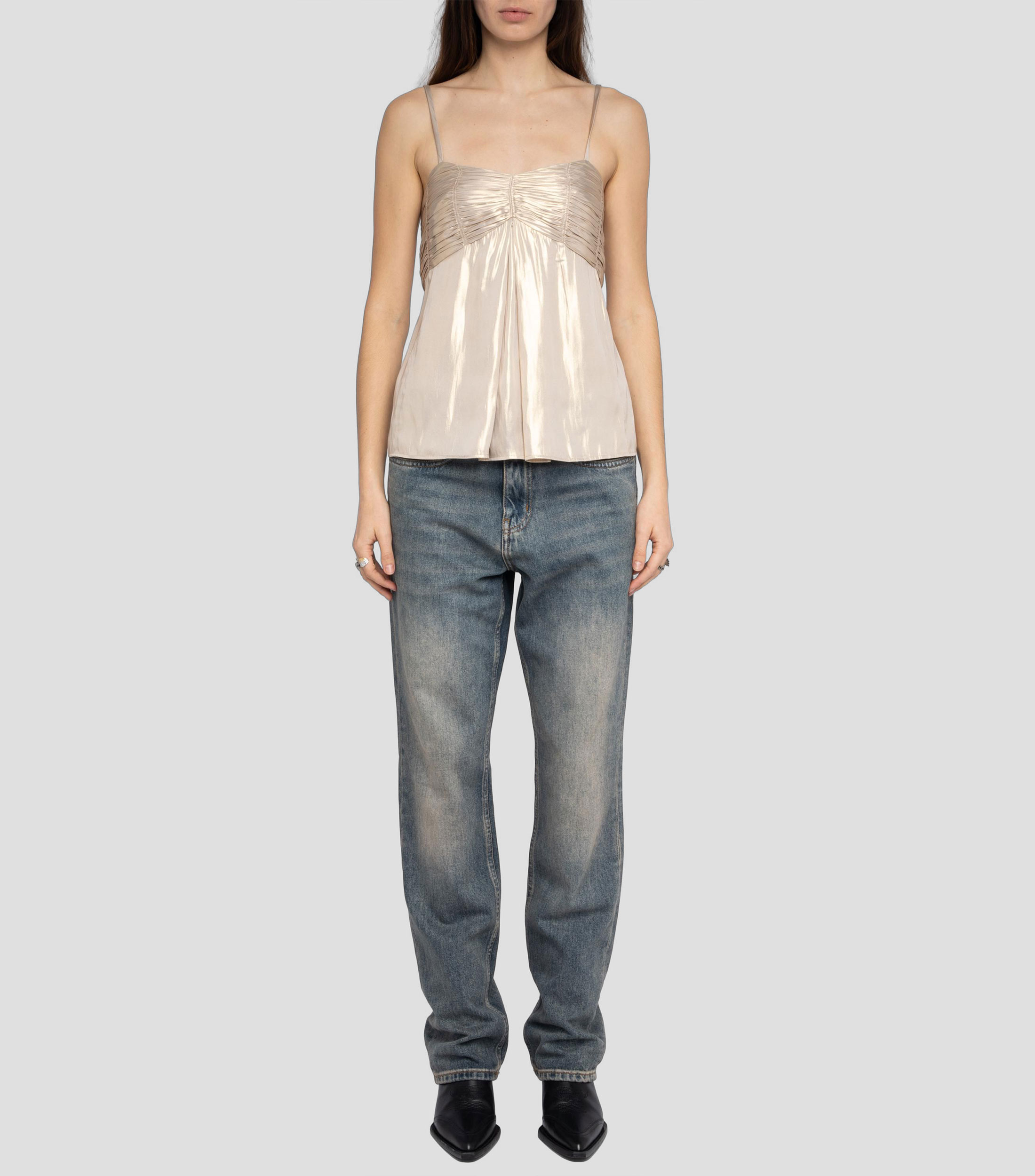 Blusa lisa sin mangas Mujer