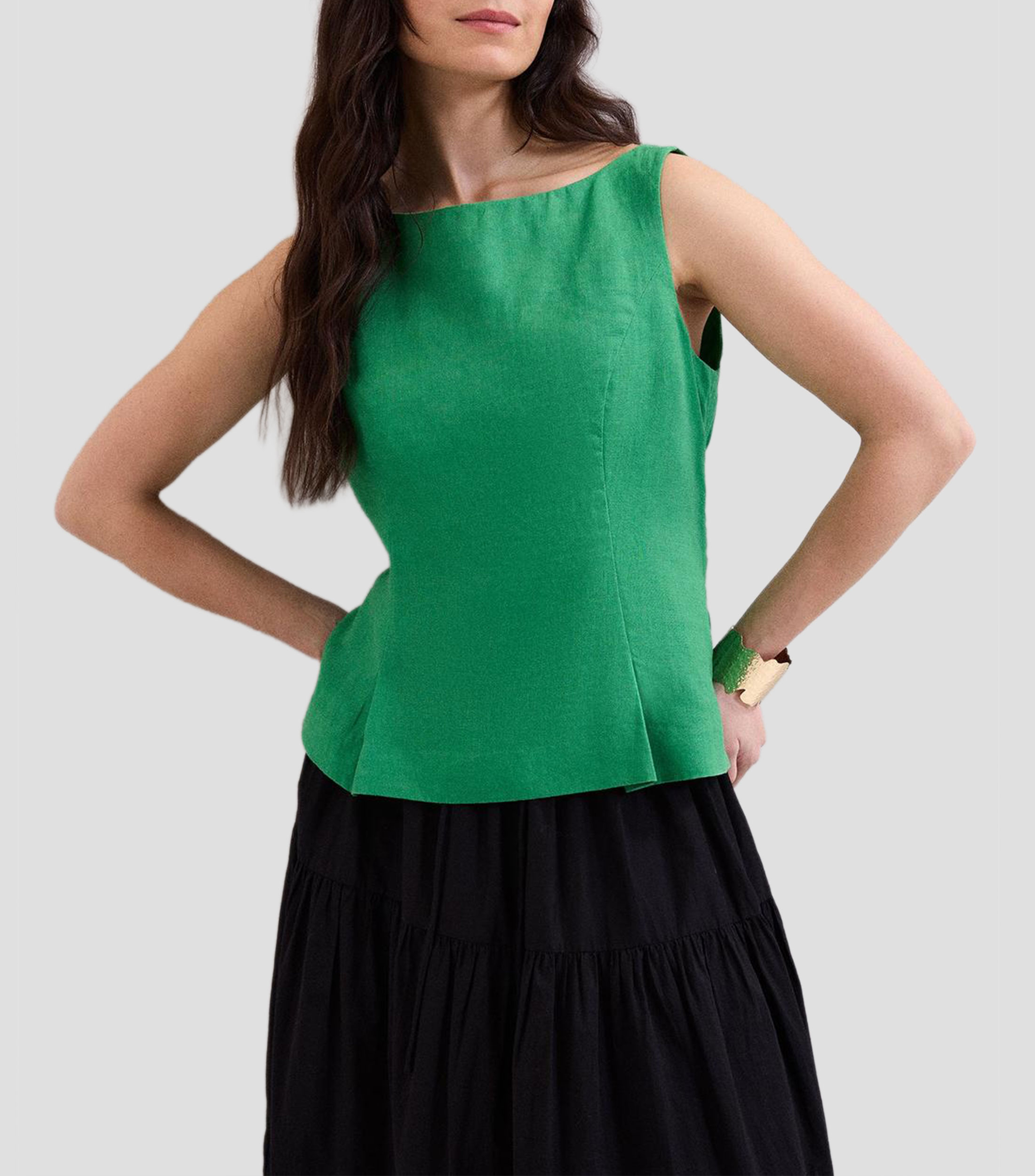 Blusa lisa sin mangas Mujer