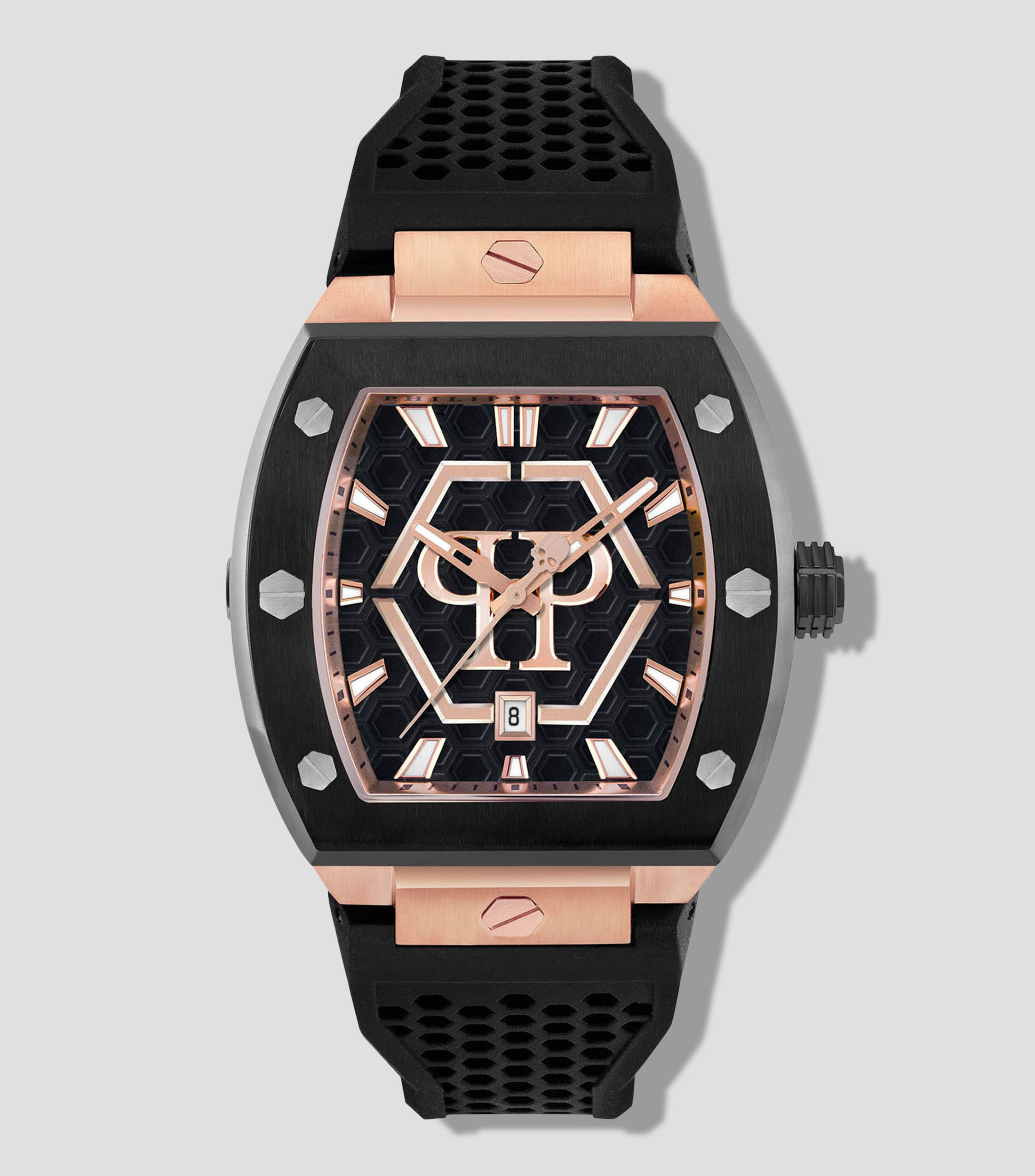 Reloj para Hombre The Hexagon Phantom casual tono oro rosa, negro