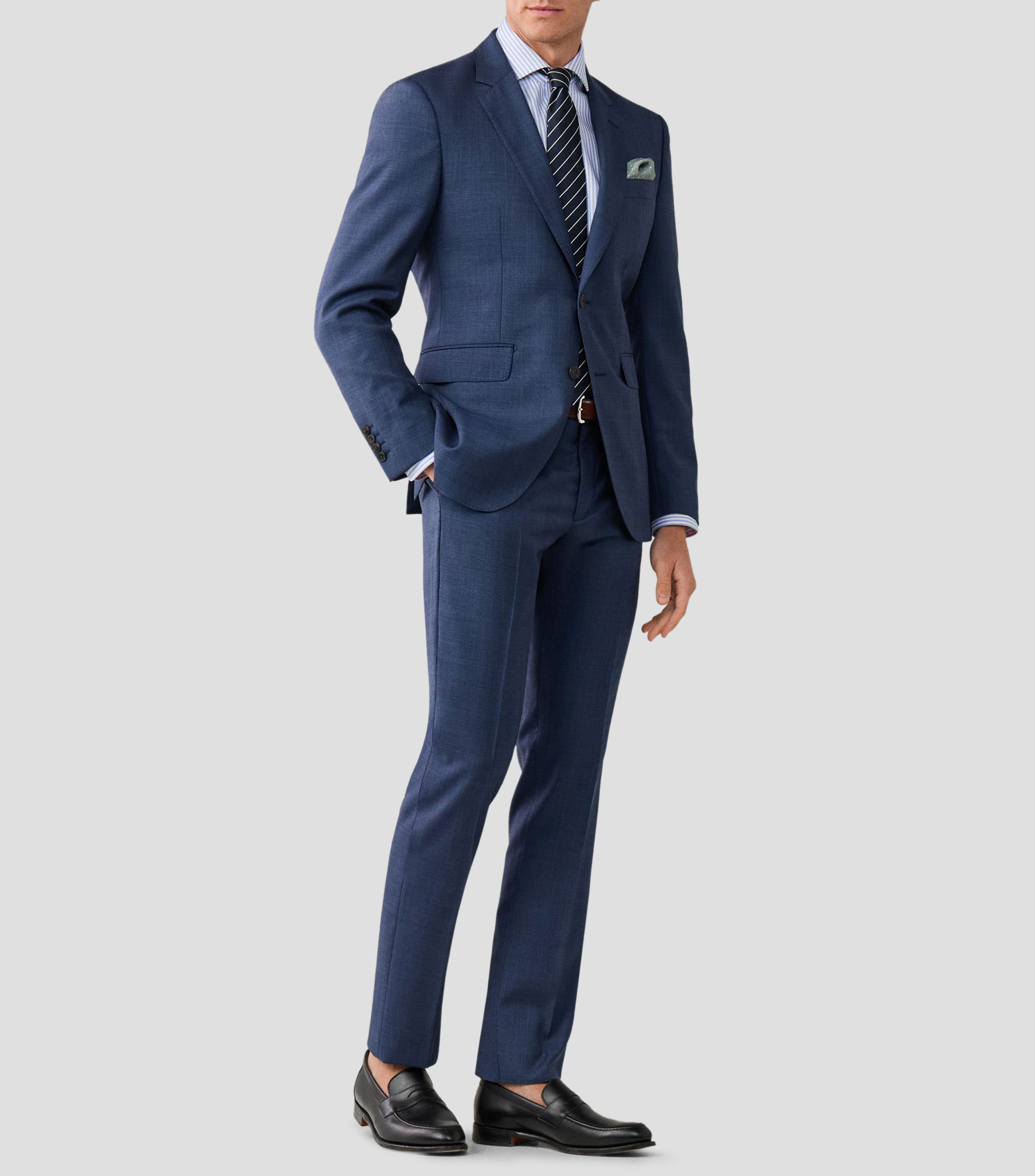 Traje de lana corte recto con microdiseño Hombre